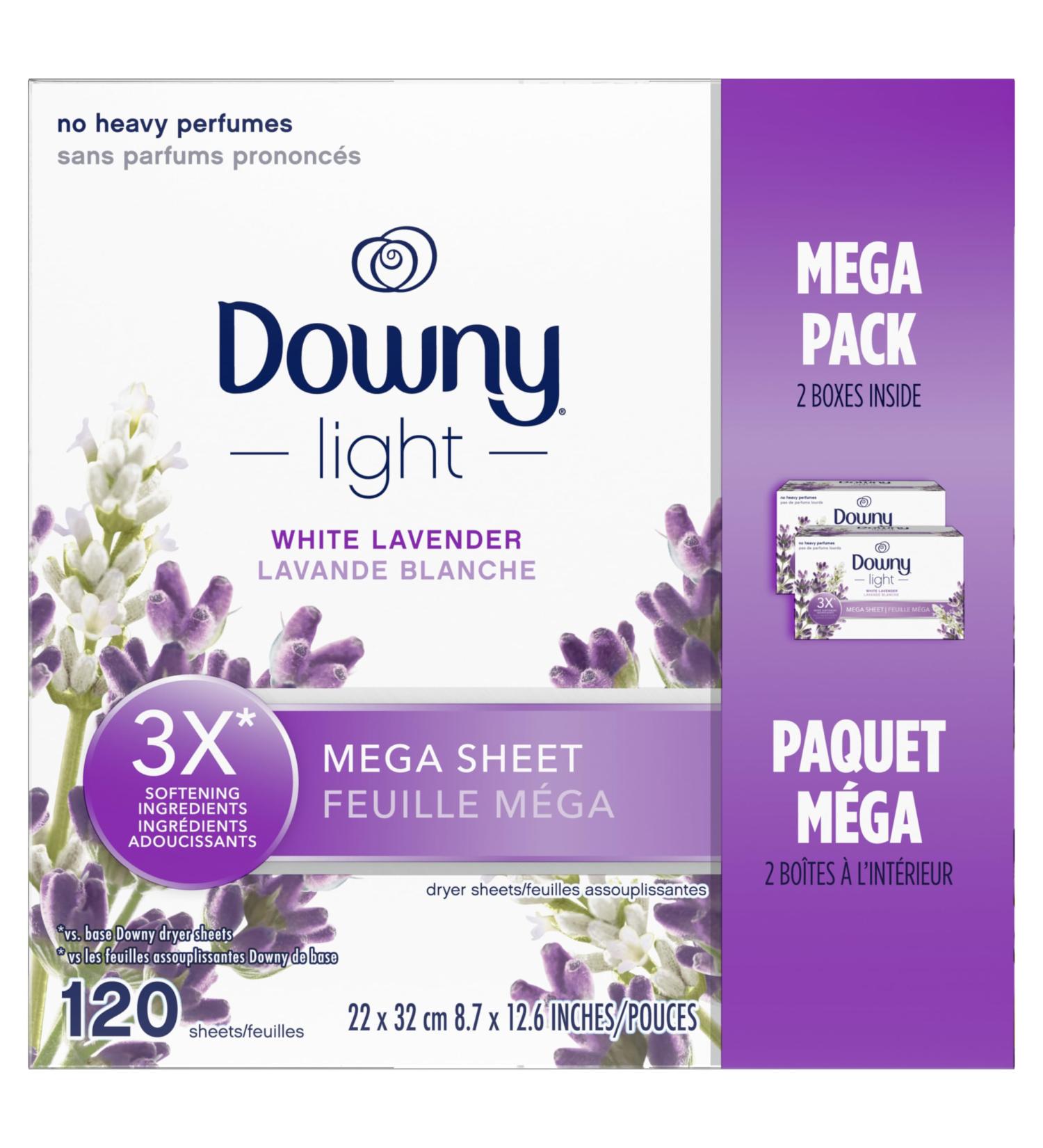 Downy Light Mega Dryer Sheets Fabric Softener Dryer Sheets White Lavender 120 Count - Buy Online on GoSupps.com