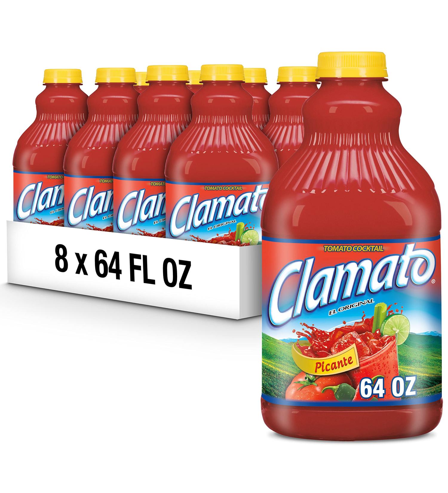 Clamato Picante Tomato Cocktail 64 fl oz Bottles - Pack of 8 - Buy Online on GoSupps.com
