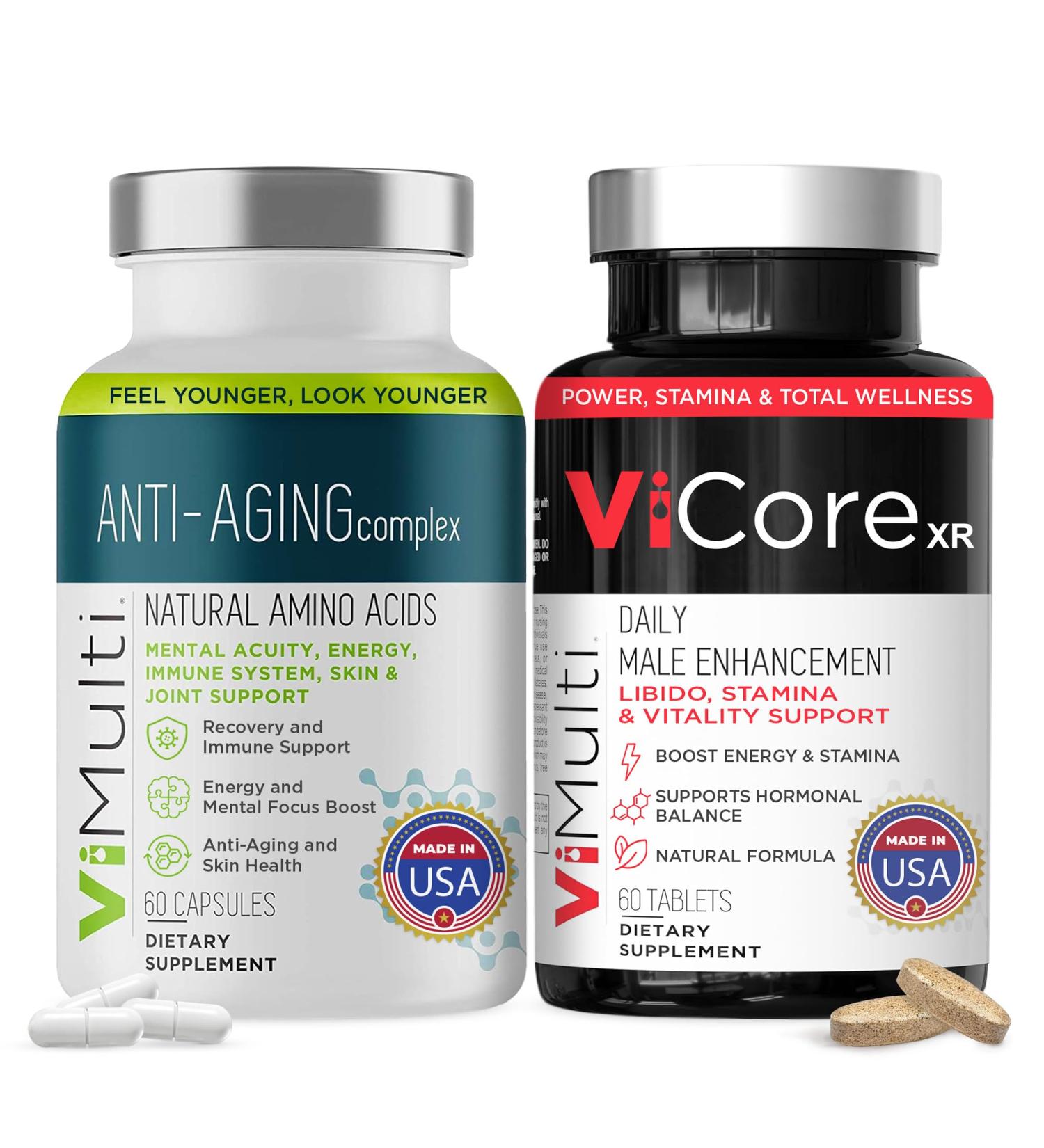 vimulti Complete Wellness Set: Anti-Aging Natural Amino Acids for Men/Women & Premium Men s Health Supplement Supports Immune Health & Overall Well-Being with Natural Ingredients 60 Capsules Each - Buy Online on GoSupps.com