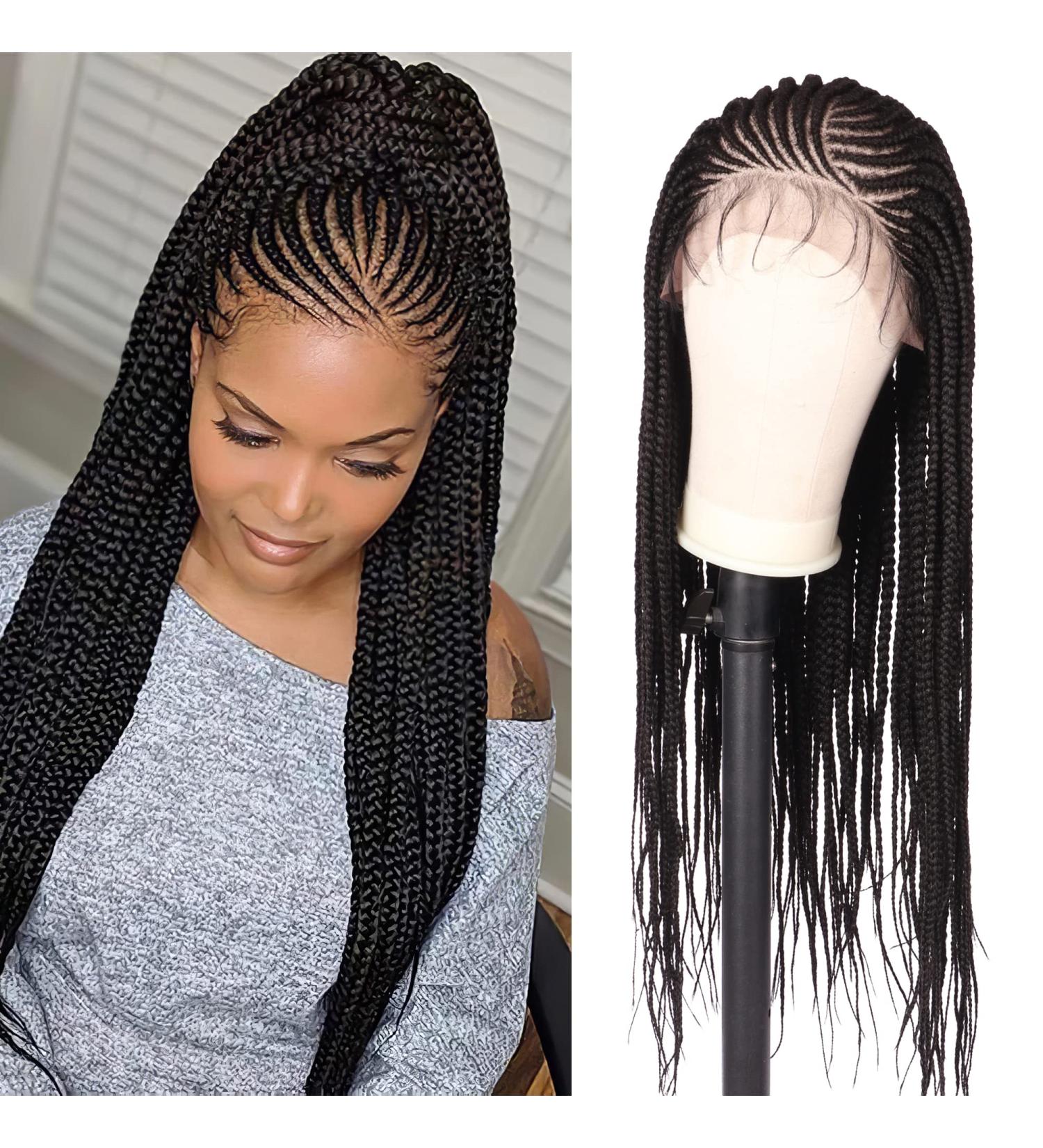 30 Alebery 13x6 HD Lace Front Knotless Box Braided Wig for Black Women - Lightweight Synthetic Cornrow Braids - Handmade with Baby Hair - Buy Online on GoSupps.com