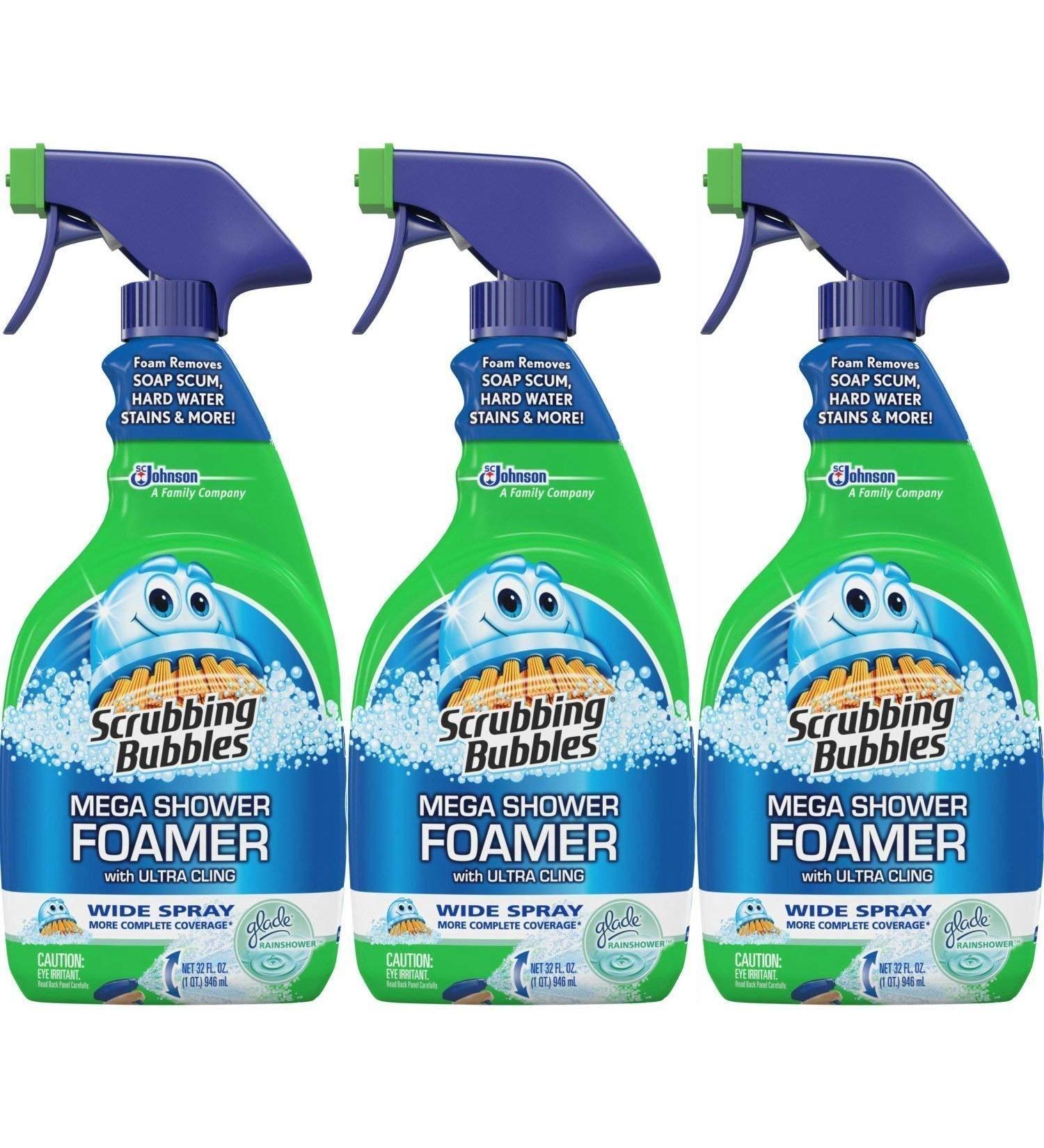 Scrubbing Bubbles Mega Shower Foamer With Ultra Cling Trigger, Pack of 3, 32 Ounce