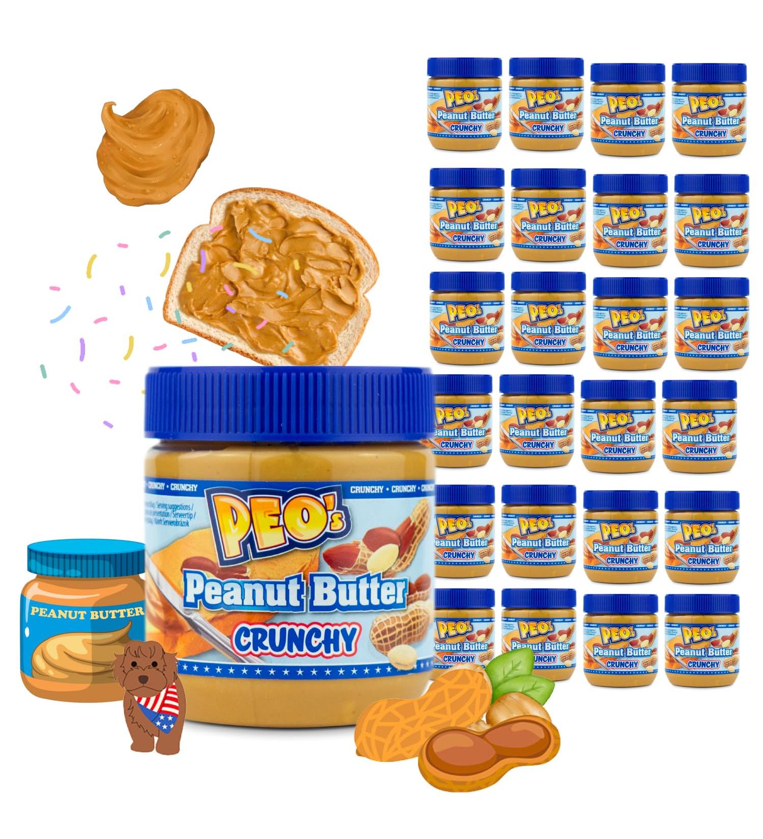 PEO's 24 x 340g Crispy Peanut Butter | Natural Peanut Butter from Roasted Peanut Kernels | Delicious Peanut Compote with Full and Creamy Taste | Pack of 24 - Buy Online on GoSupps.com