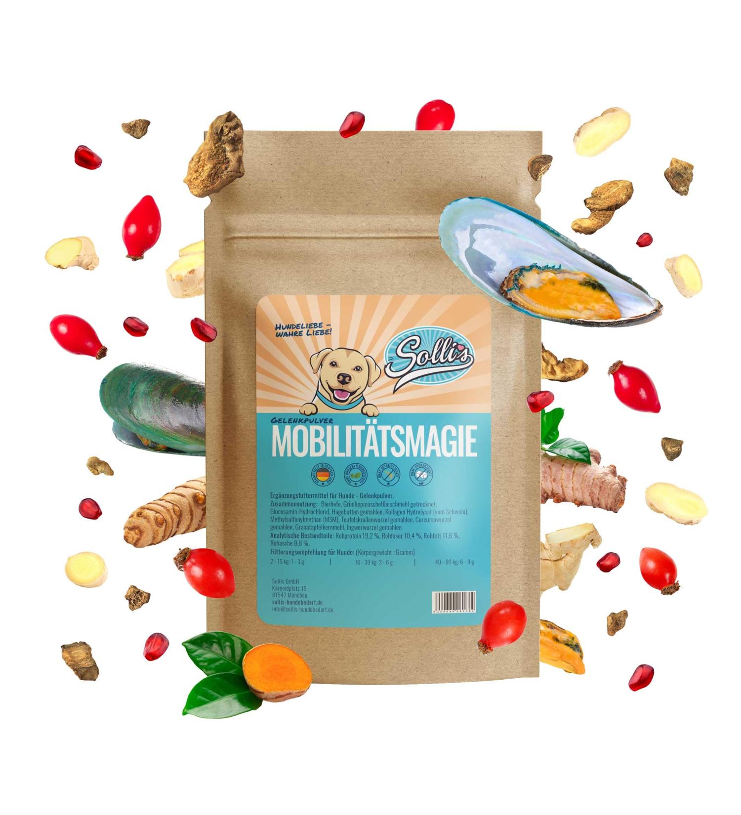 Sollis Joint Powder for Dogs - Green-Lipped Mussel MSM Devil's Claw Glucosamine & Collagen | 300g Mobility Supplement for Optimal Canine Health - Buy Online on GoSupps.com