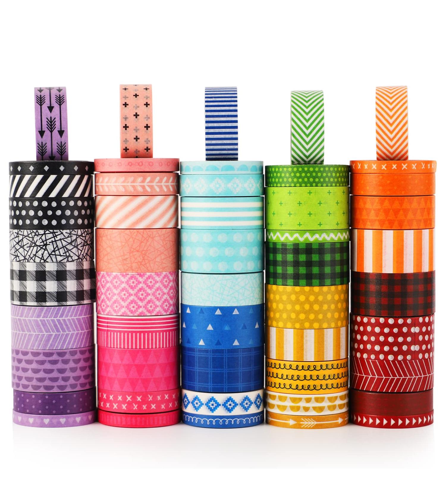 50 Rolls Washi Tape Set - Pink Decorative Adhesive Tape for Scrapbooking, Arts, Crafts, Journals, Planners - 250yd Total - 5yd per Roll - Buy Online on GoSupps.com