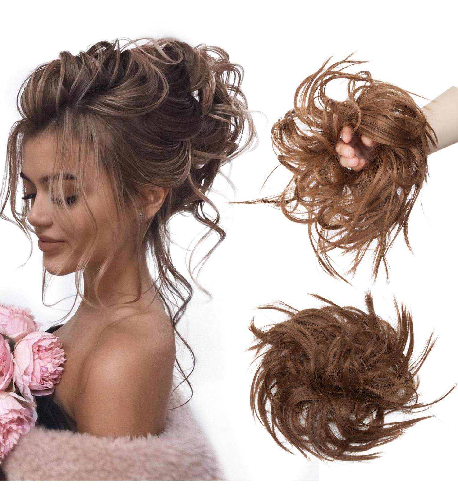 TESS Volume Messy Bun Hair Tie - Lightweight 45g Hairpiece for Women & Girls (Light Brown) - Perfect for Effortless Updos - Buy Online on GoSupps.com