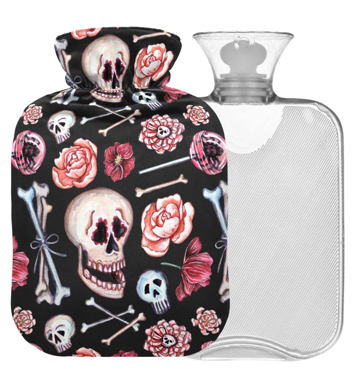 Naanle Flowers Bones Toten Heads Hot Water Bottle | 2L Hand & Foot Heating Bag for Pain Relief & Therapy - Buy Online on GoSupps.com