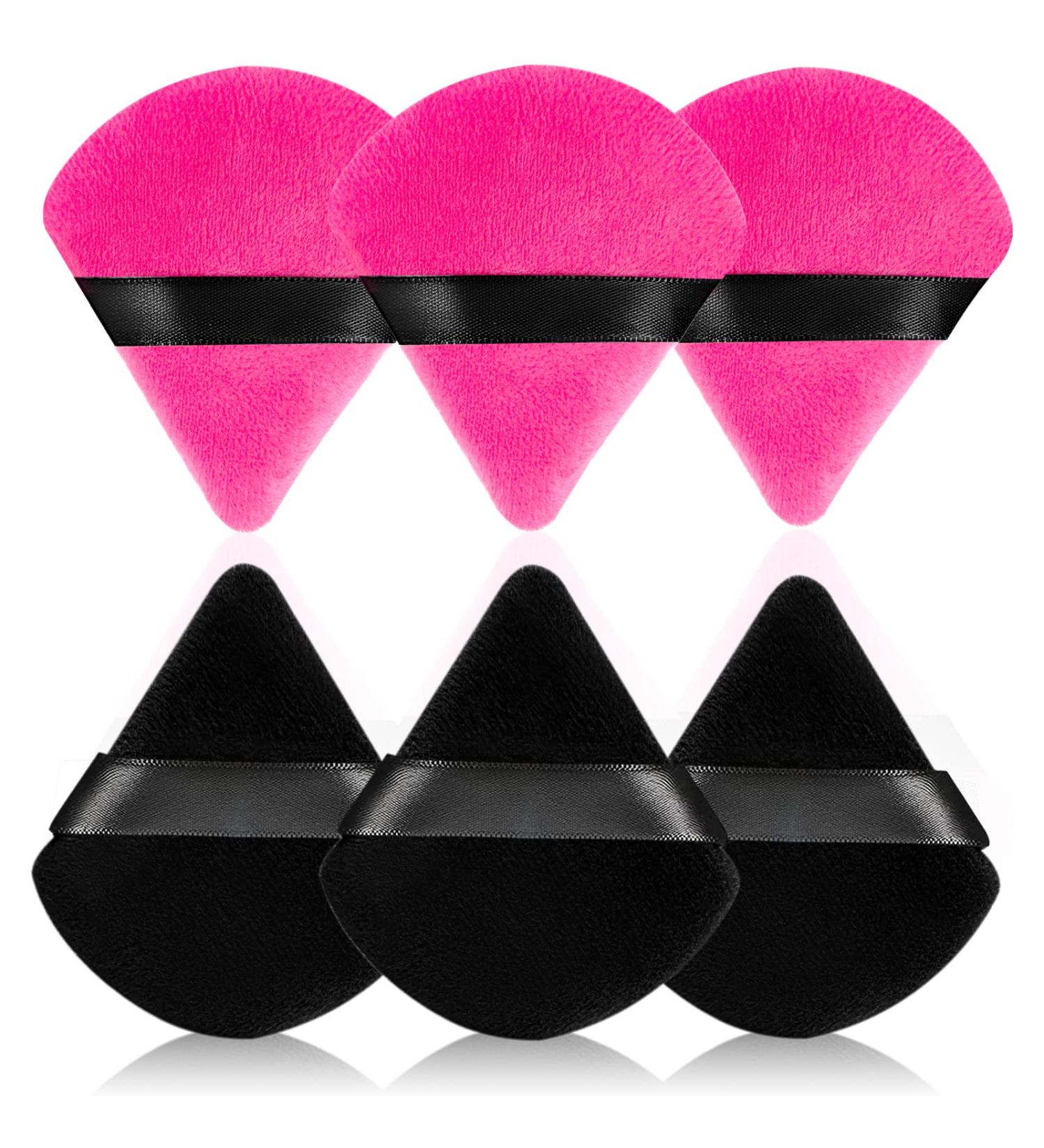 HoPliGhe Triangle Powder Puff Set - 6 Soft Velour Puffs for Makeup Application - Rose Red & Black - Buy Online on GoSupps.com