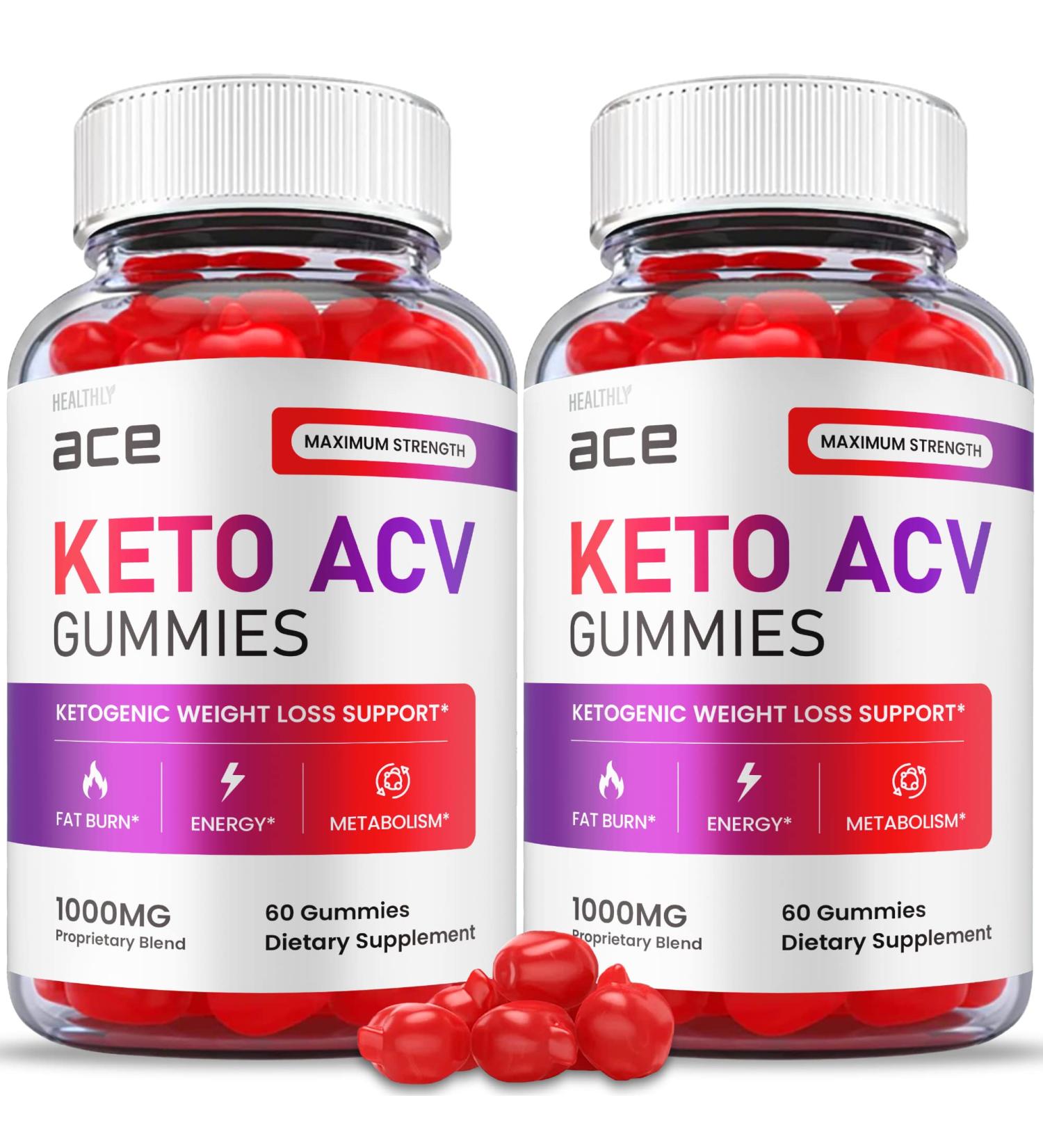 (2 Pack) Ace Keto Gummies - Advanced Weight Loss Formula with Apple Cider Vinegar - Vegan ACV Gummies for Keto Diet - 120 Gummies - Buy Online on GoSupps.com