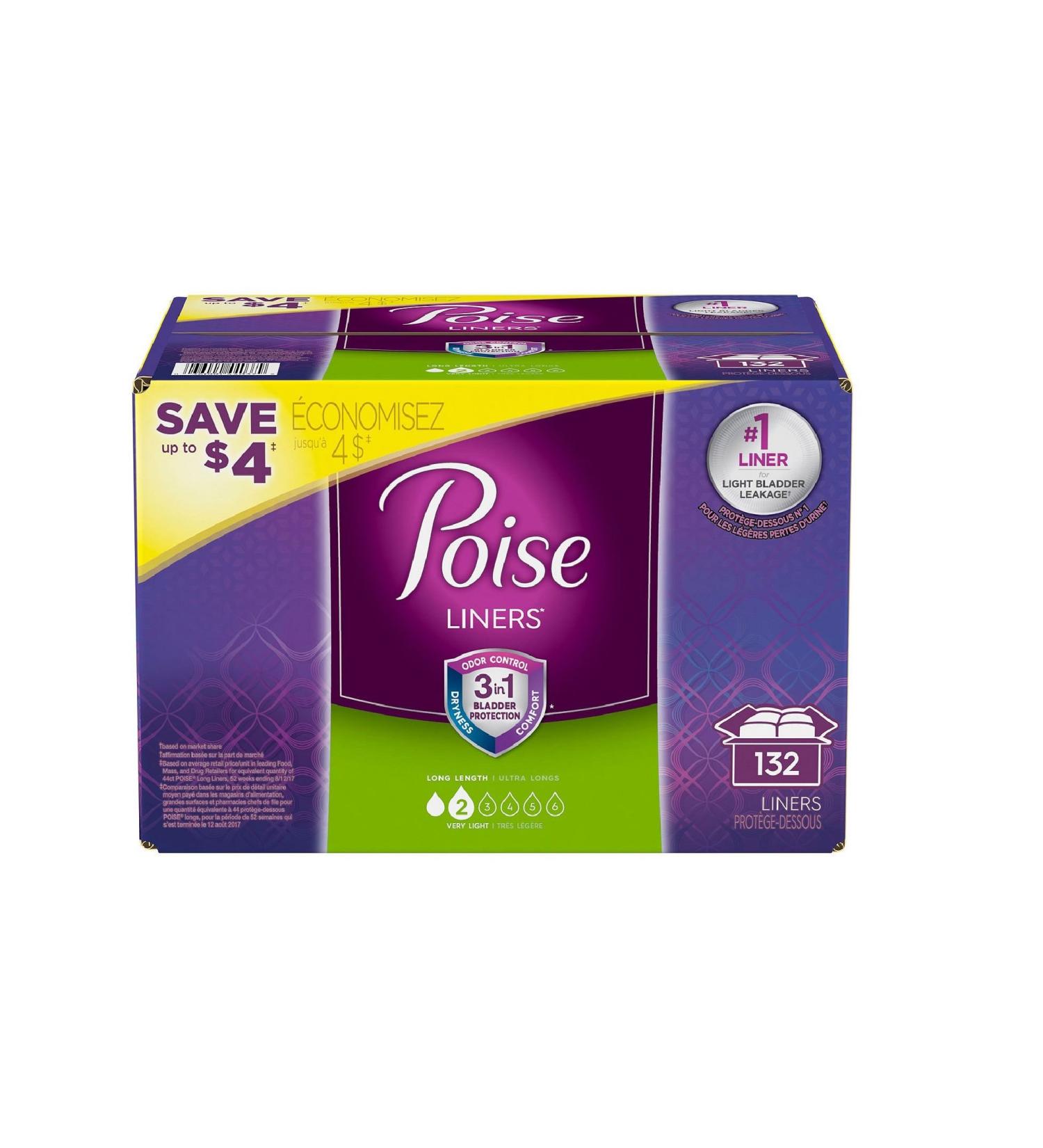 An item of Poise Very Light Absorbency Long Incontinence Panty Liners, 132 ct.- 132 Count (Pack of 1)