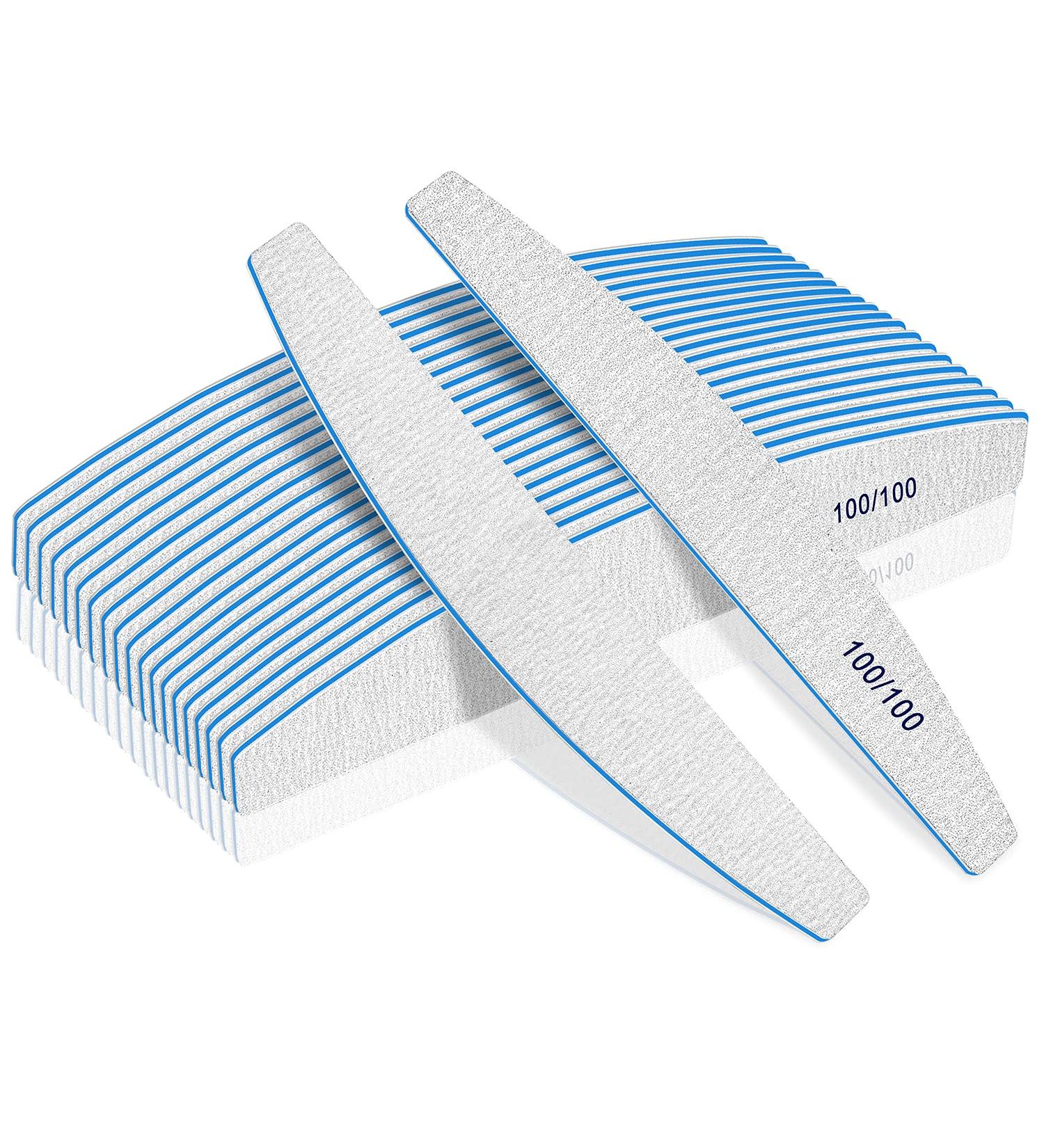 Premium 100/100 Grit Nail File Set - 12 Double-Sided Acrylic Nail Files | Washable & Reusable Professional Quality - Buy Online on GoSupps.com