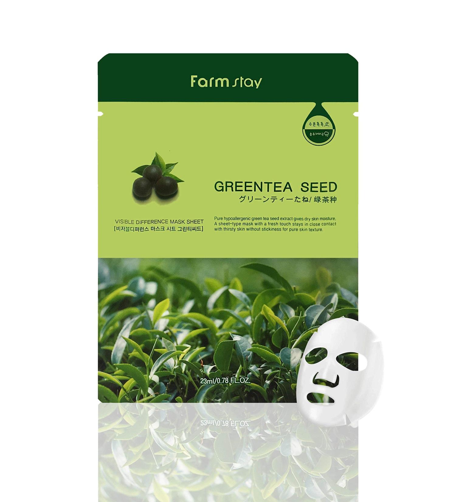 Farmstay Korean Green Tea Seed Hydration Facial Mask Sheet - Pack of 10 | Soothing & Hydrating for Dry Dull Skin - International Shipping Available - Buy Online on GoSupps.com