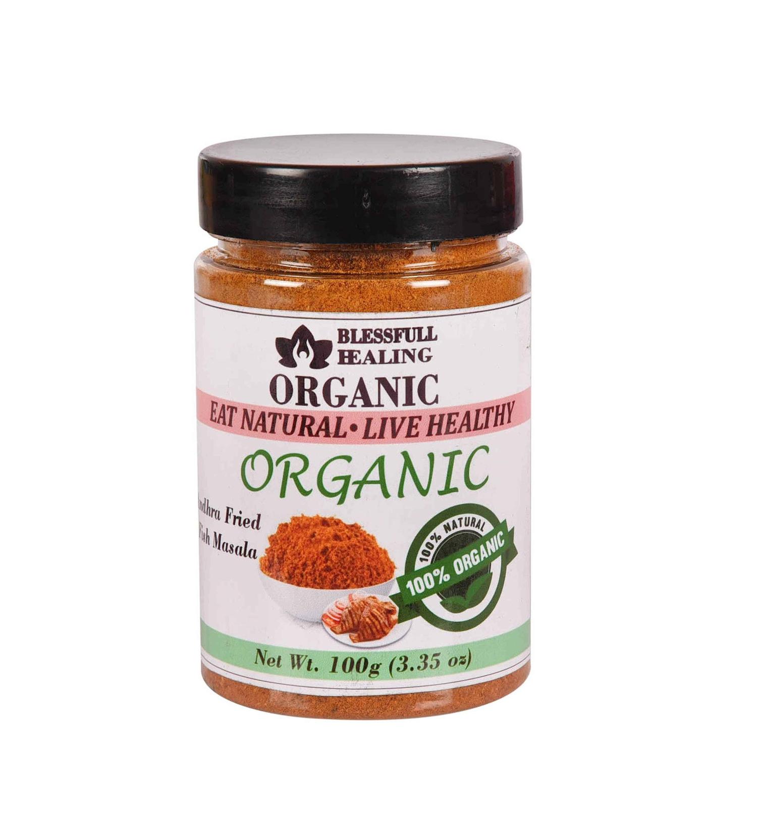 Blessfull Healing Organic Andhra Fried Fish Masala 100 Gram Airtight Container (Packing May Vary) 100 Gram 3.35 oz - Buy Online on GoSupps.com