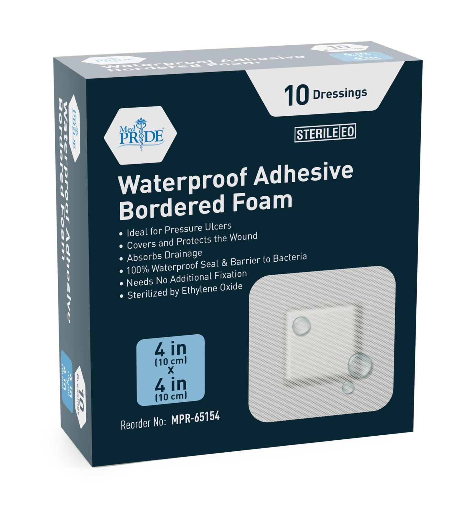 Buy MED PRIDE Waterproof Silicone 4x4 Foam Wound Dressing - Sterile Adhesive Border for Home & Emergency Care (10-Count - Buy Online on GoSupps.com