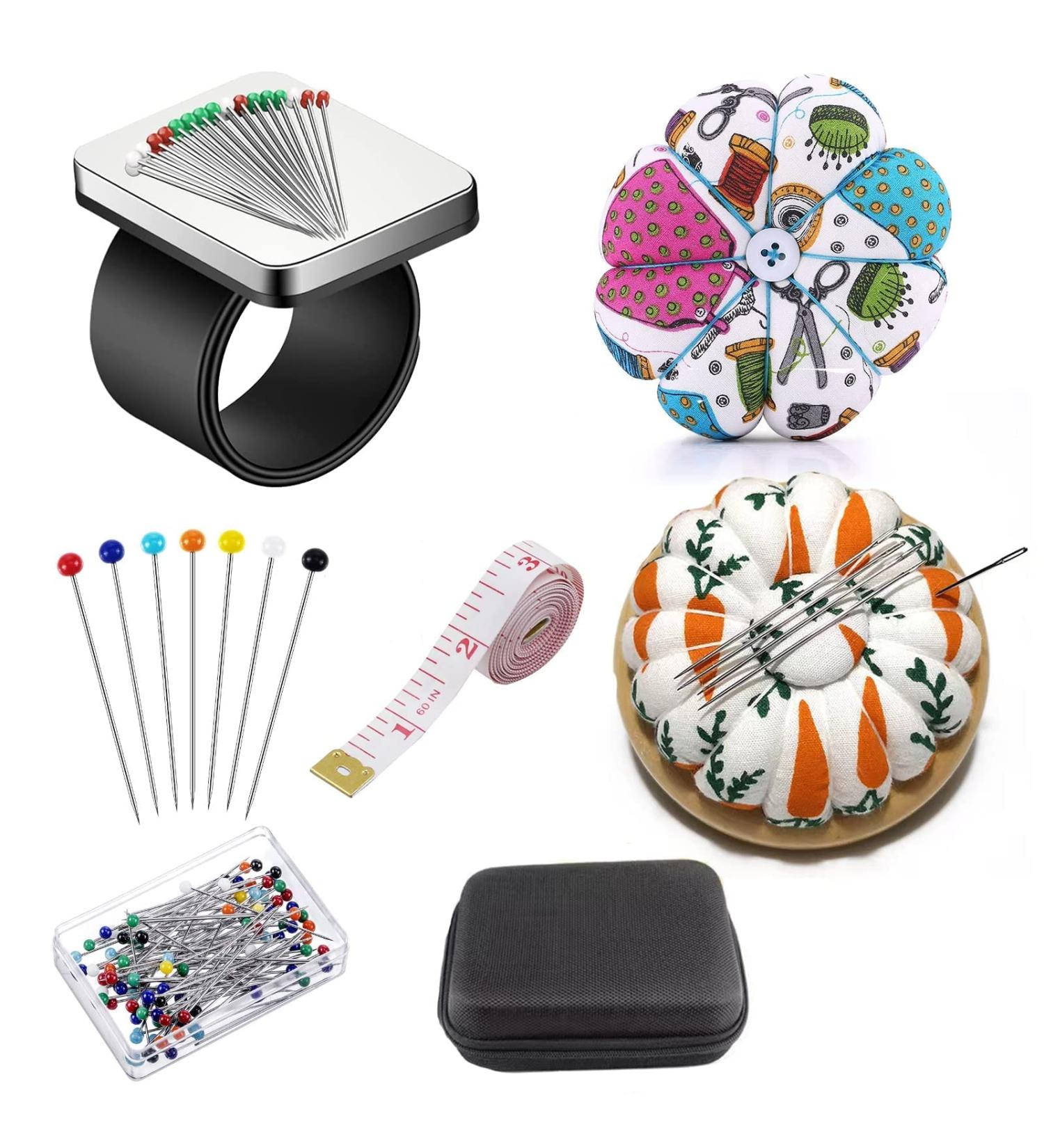 104PCS Pin Cushion Sewing Kit with Wrist Strap + 100 Straight Pins | Magnetic Needle Pad | Pocket Measuring Sewing Tools for DIY - Buy Online on GoSupps.com