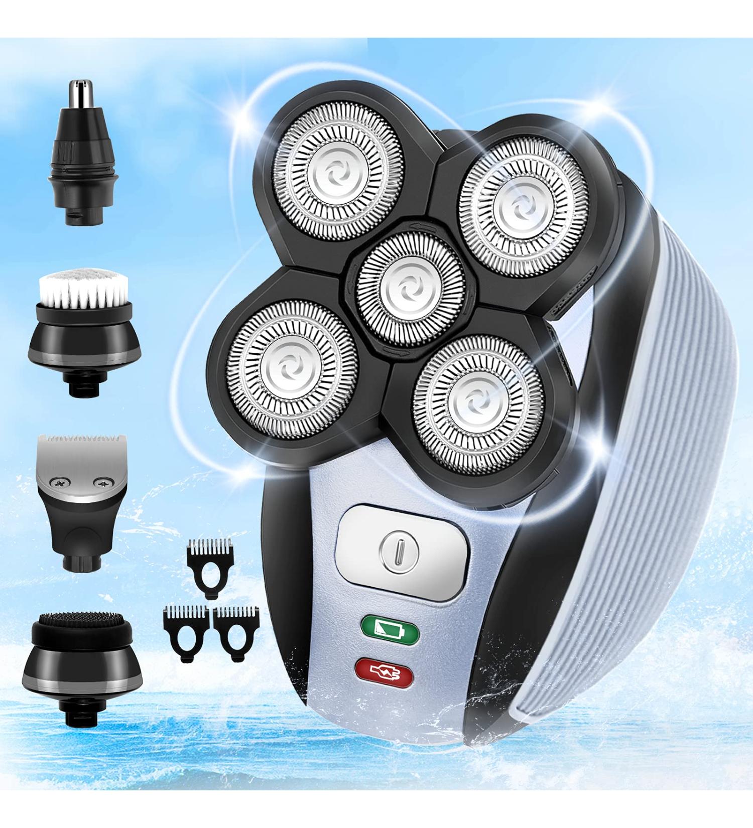 5-in-1 Electric Head Shaver for Bald Men - Waterproof Wet Dry Razor for Head and Face Shaving - Rechargeable USB Rotary Shaver - Buy Online on GoSupps.com