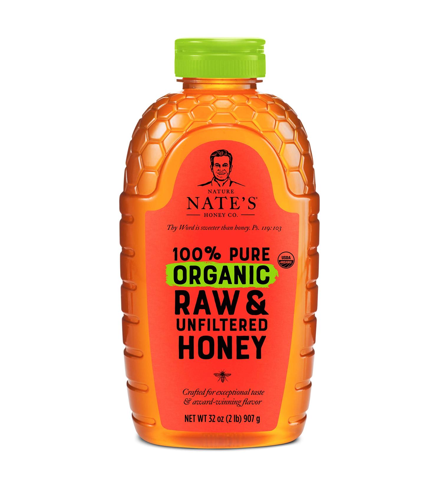Nature Nate's 100% Pure Organic Raw & Unfiltered Honey - 32oz Squeeze Bottle - Buy Online on GoSupps.com