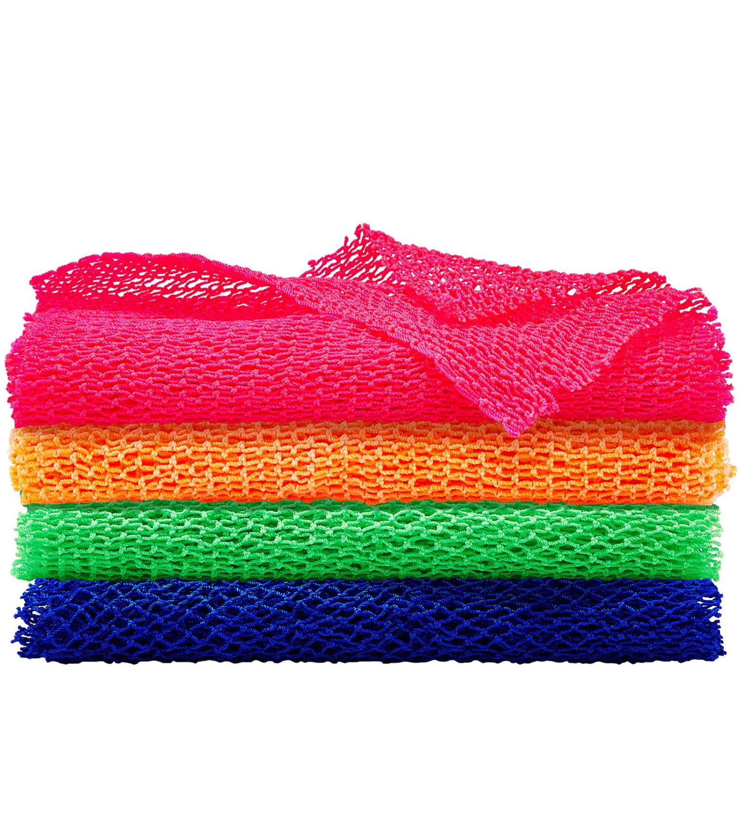4 Pieces African Net Long Bath Net Sponge Exfoliating Shower Body Scrubber Back Scrubber Skin Smoother for Daily Use or Stocking Stuffer (Assorted Color 25.6 x 7.9 inch) Various Colors - Buy Online on GoSupps.com