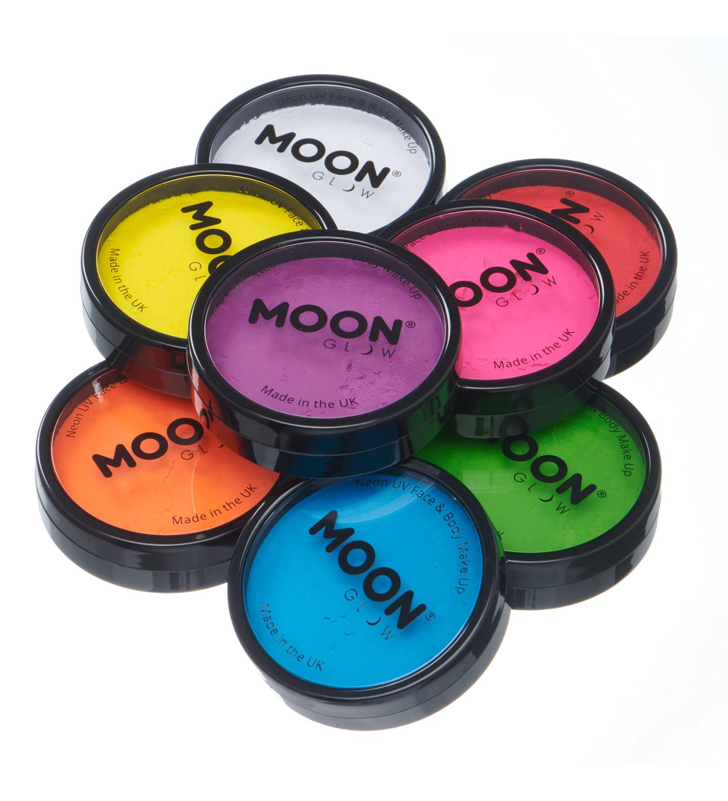 Moon Glow Pro 8-Series Neon UV Facial & Body Paint Pots Water-Based Professional Makeup for Adults & Kids | 36g International Shipping - Buy Online on GoSupps.com