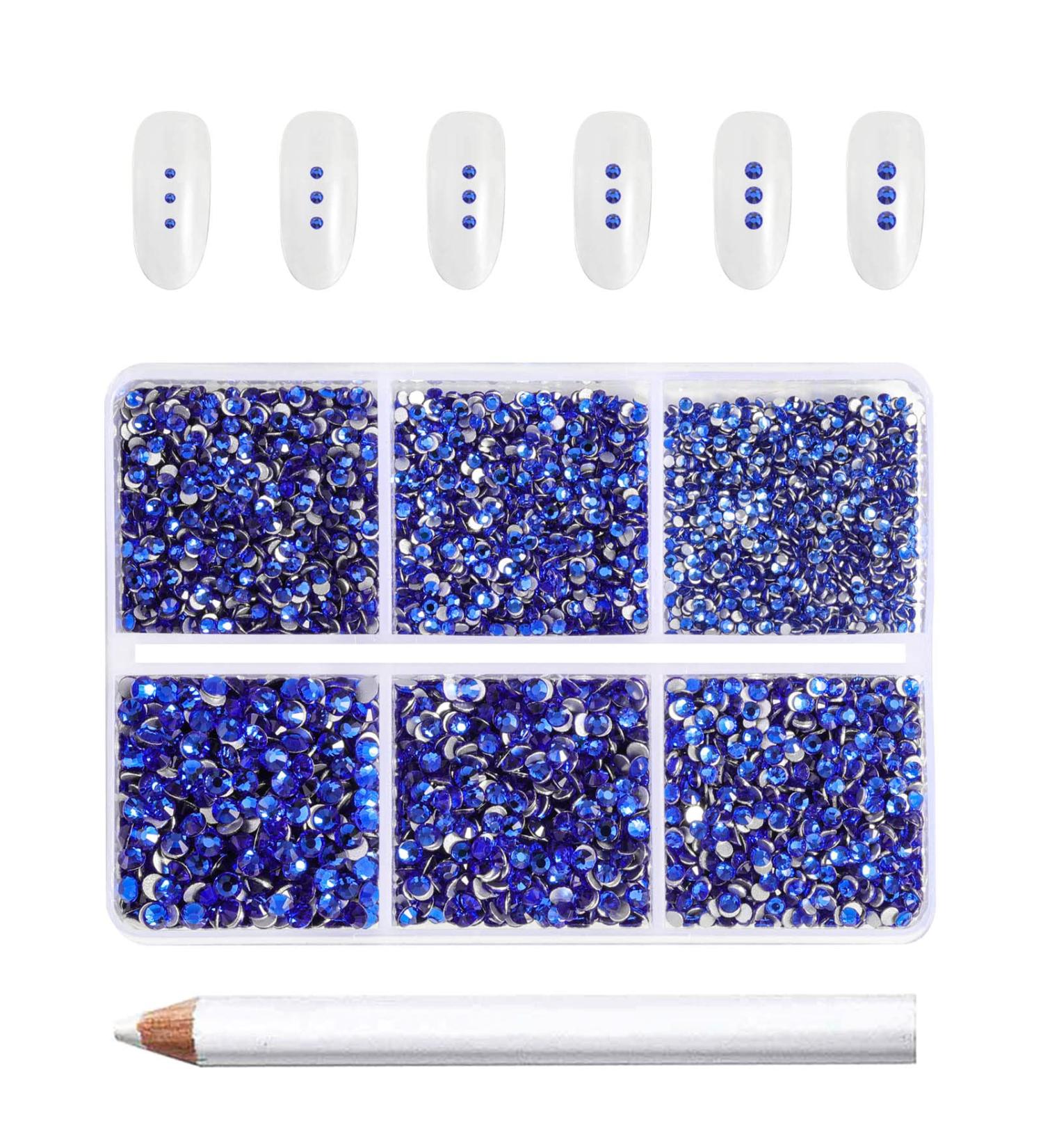 Beadsland 7200PCs Flatback Rhinestones - Sapphire Blue Crystal Nail Gems for Handicrafts | Mixed Sizes with Wax Pencil Kit - SS3-SS10 - Buy Online on GoSupps.com