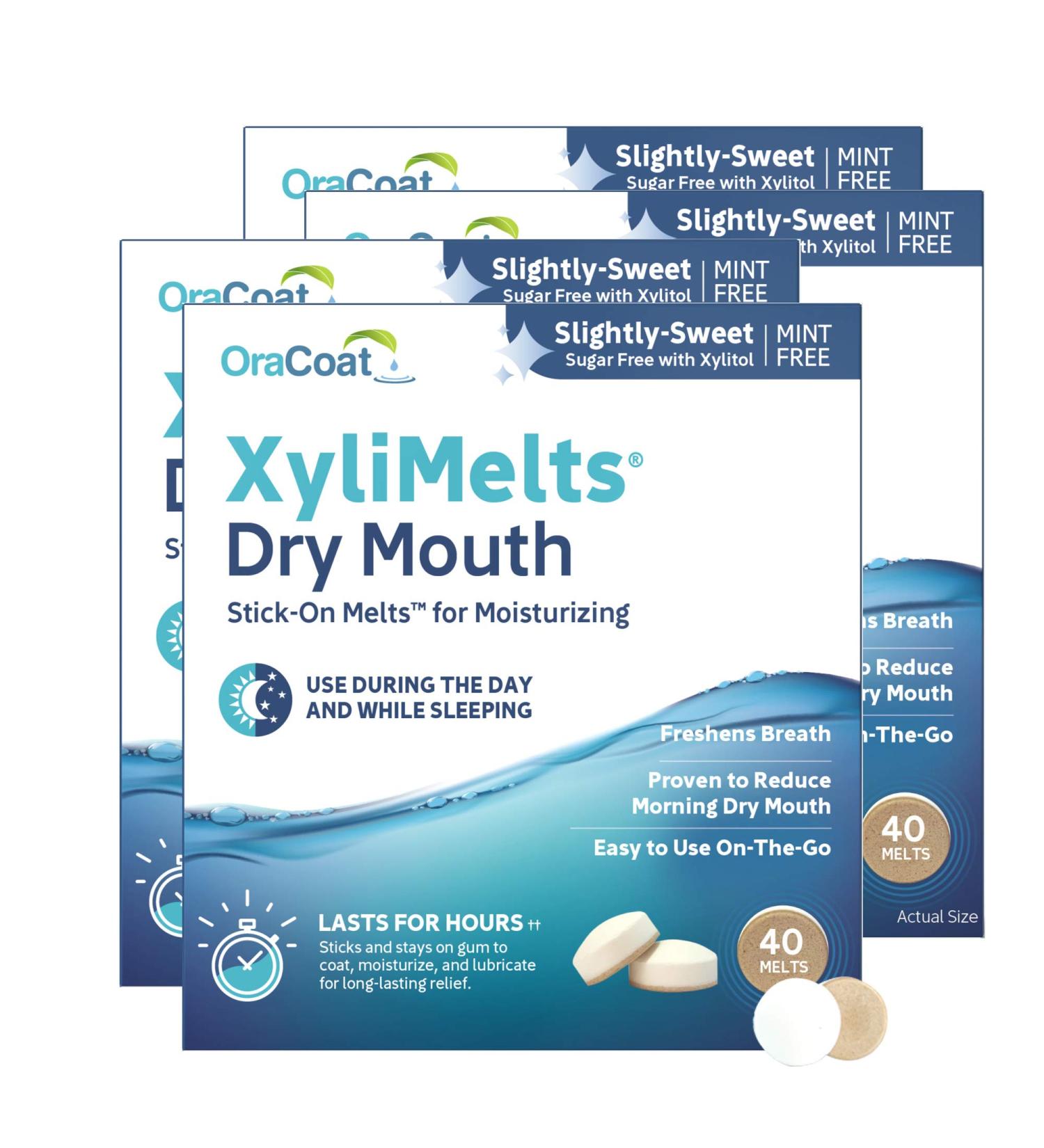OraCoat XyliMelts for Dry Mouth Care - 160 Discs | All Natural, Gluten Free, Preservative-Free - Helps Neutralize Acids - Buy Online on GoSupps.com
