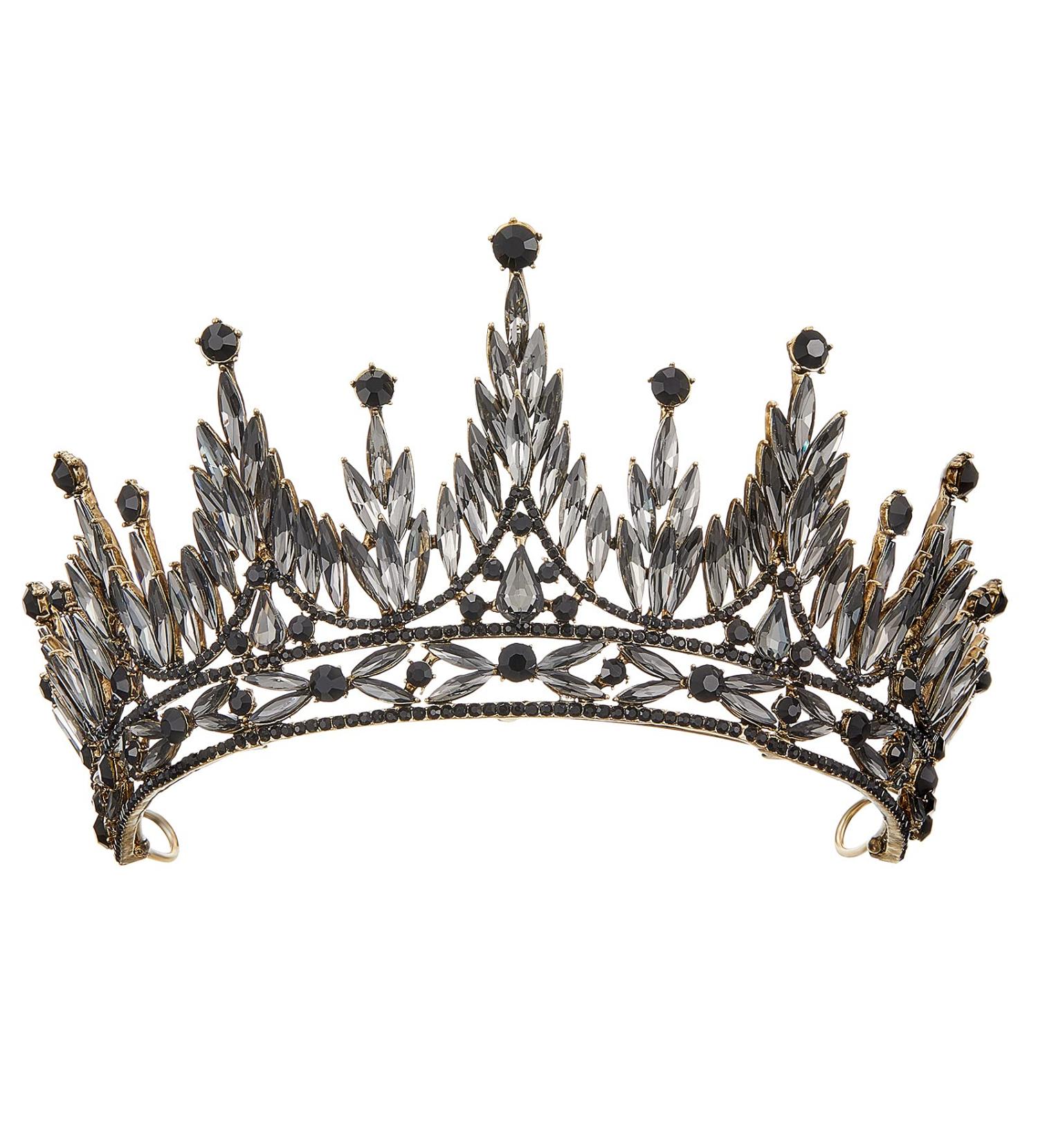 SWEETV Rhinestone Queen Crown - Wedding Tiara for Bride, Crystal Costume Hair Accessories for Prom & Quinceanera in Black - Buy Online on GoSupps.com