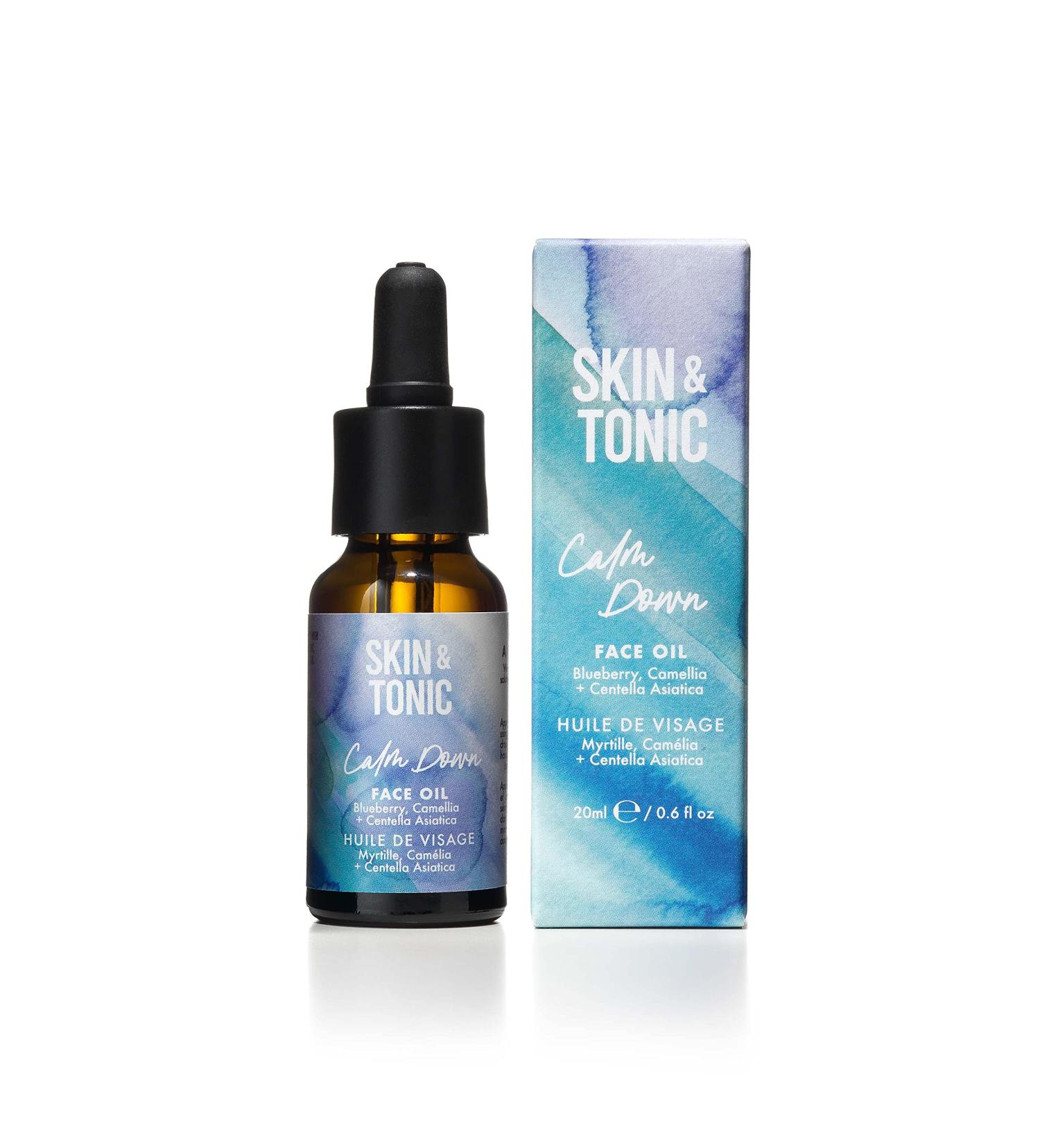SKIN & TONIC Calm Down Face Oil Centella Asiatica Leaf Extract Blueberry and Camellia Oils For Sensitive Renewed and Calm Skin 20ml - Buy Online on GoSupps.com