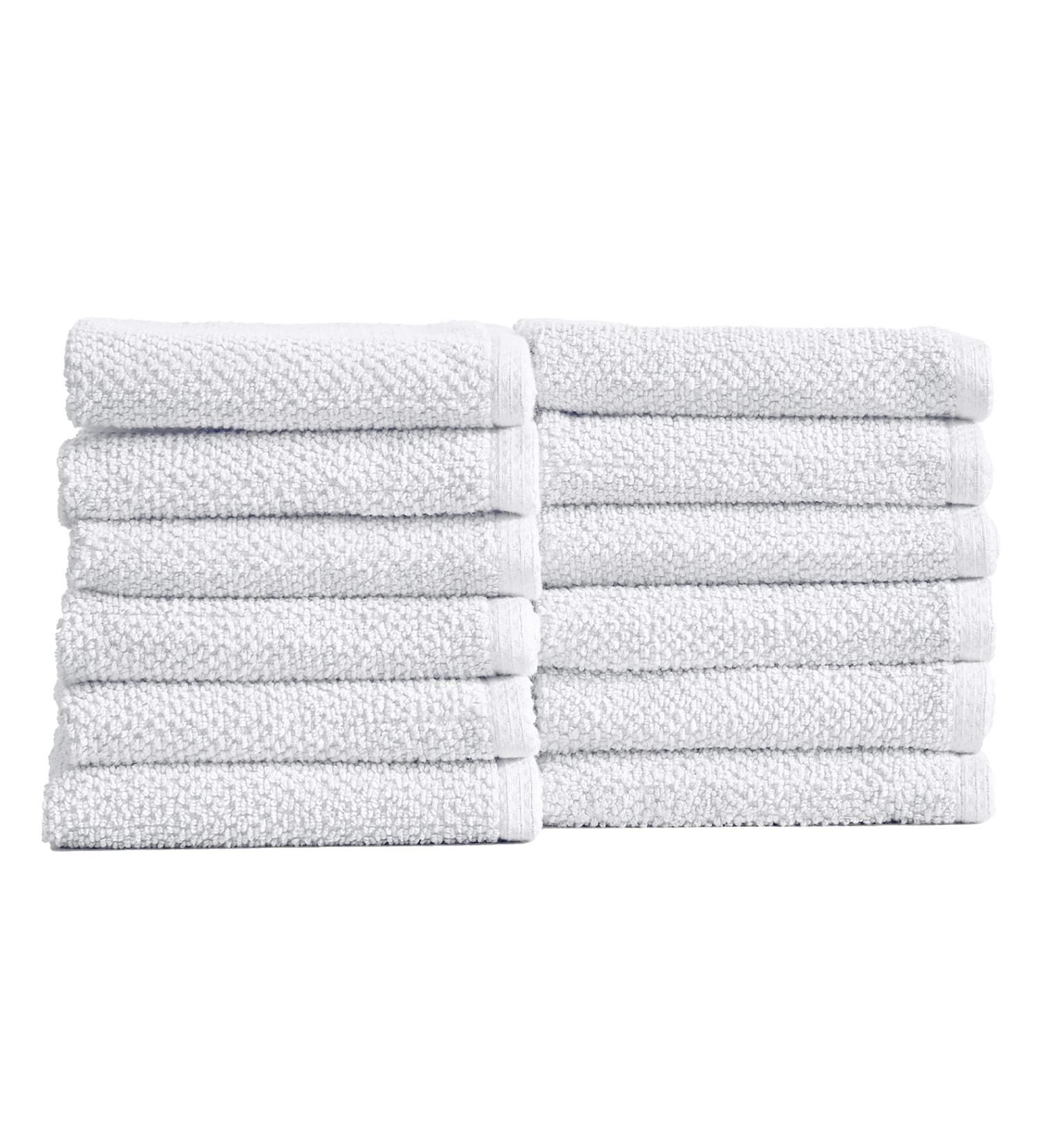 Acacia Collection 100% Cotton Quick-Dry Washcloths 12-Pack - Popcorn Weave, Ultra-Absorbent, Optic White - Buy Online on GoSupps.com