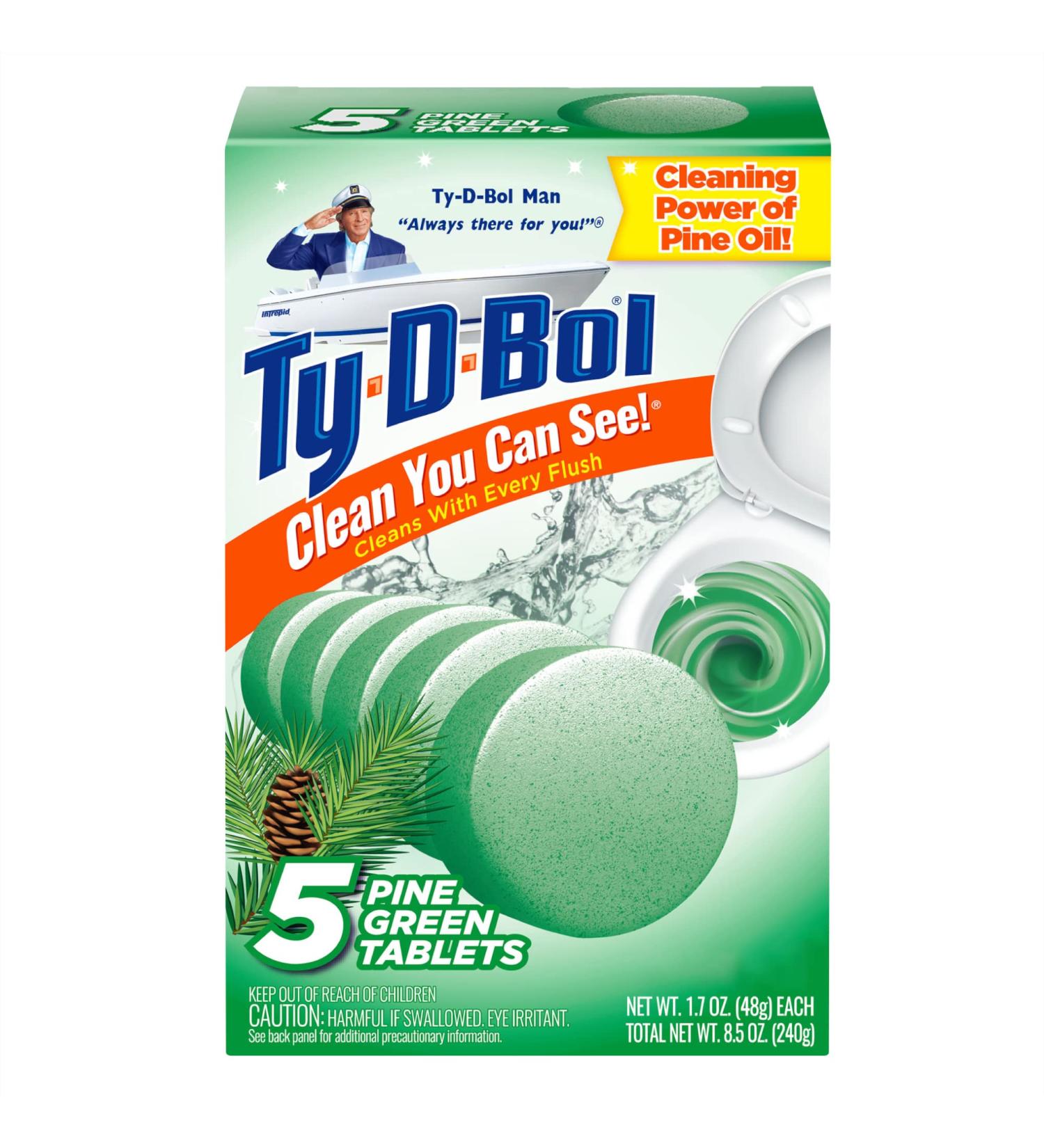 Ty-D-Bol Toilet Cleaner - Pine Green, Deodorizes & Cleans, 5 Tablets - Single Pack - Buy Online on GoSupps.com