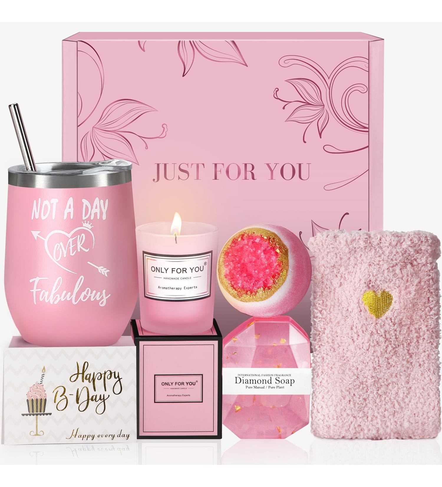 Premium Birthday Gifts for Women - Relaxing Spa Gift Basket Set | Thoughtful Pink Gift Box for Friends Sisters Moms & Girlfriends - Buy Online on GoSupps.com