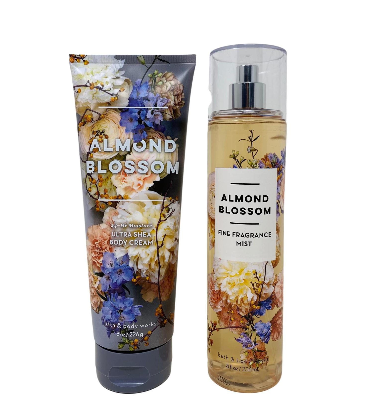 Bath and Body Works - Almond Blossom - Ultra Shea Body Cream and Fine Fragrance Mist -8 Oz 2018