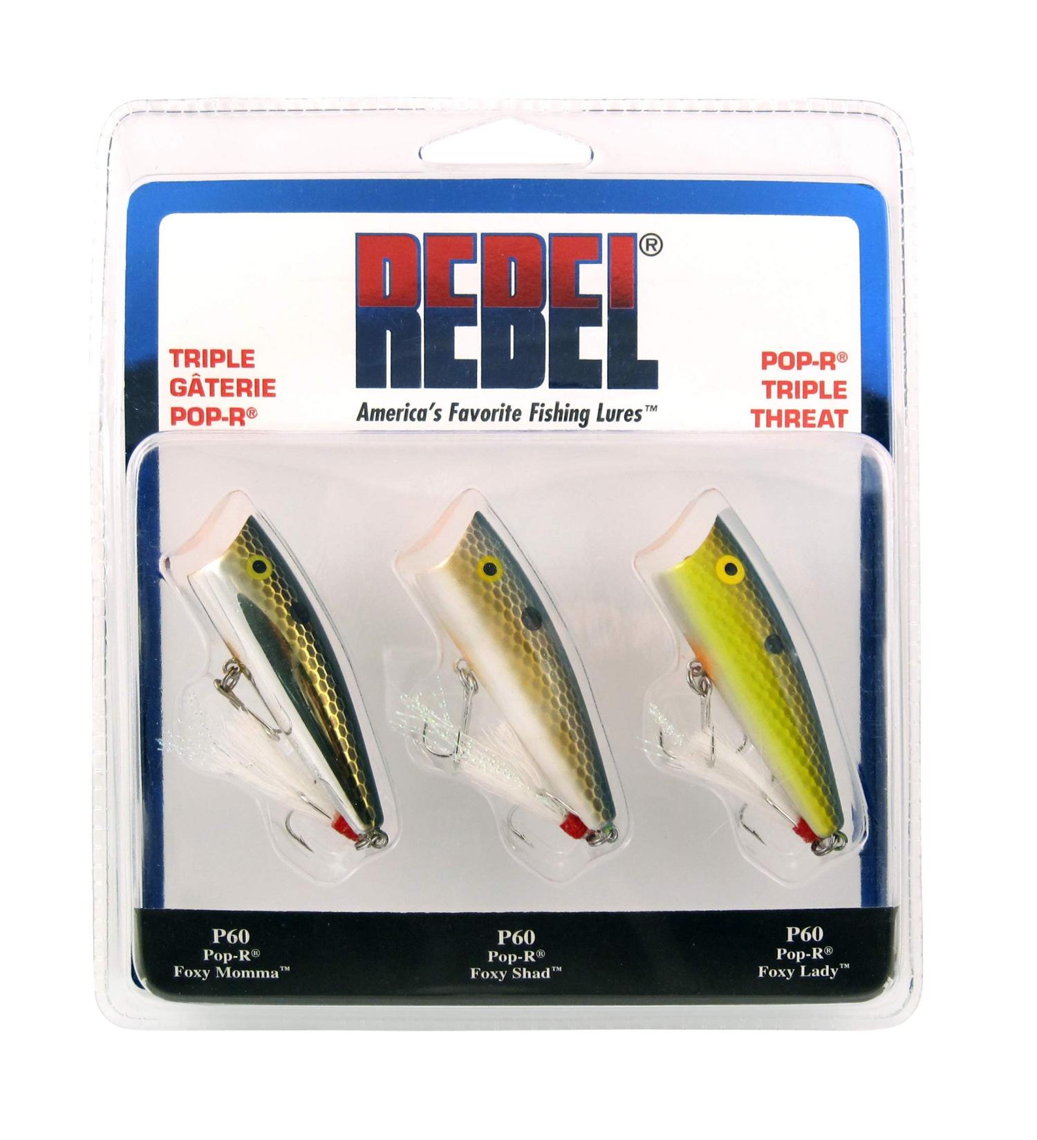 Rebel Lures Pop-R Topwater Popper Fishing Lure Triple Threat 3 Pack Pop-r (1/4 Oz)