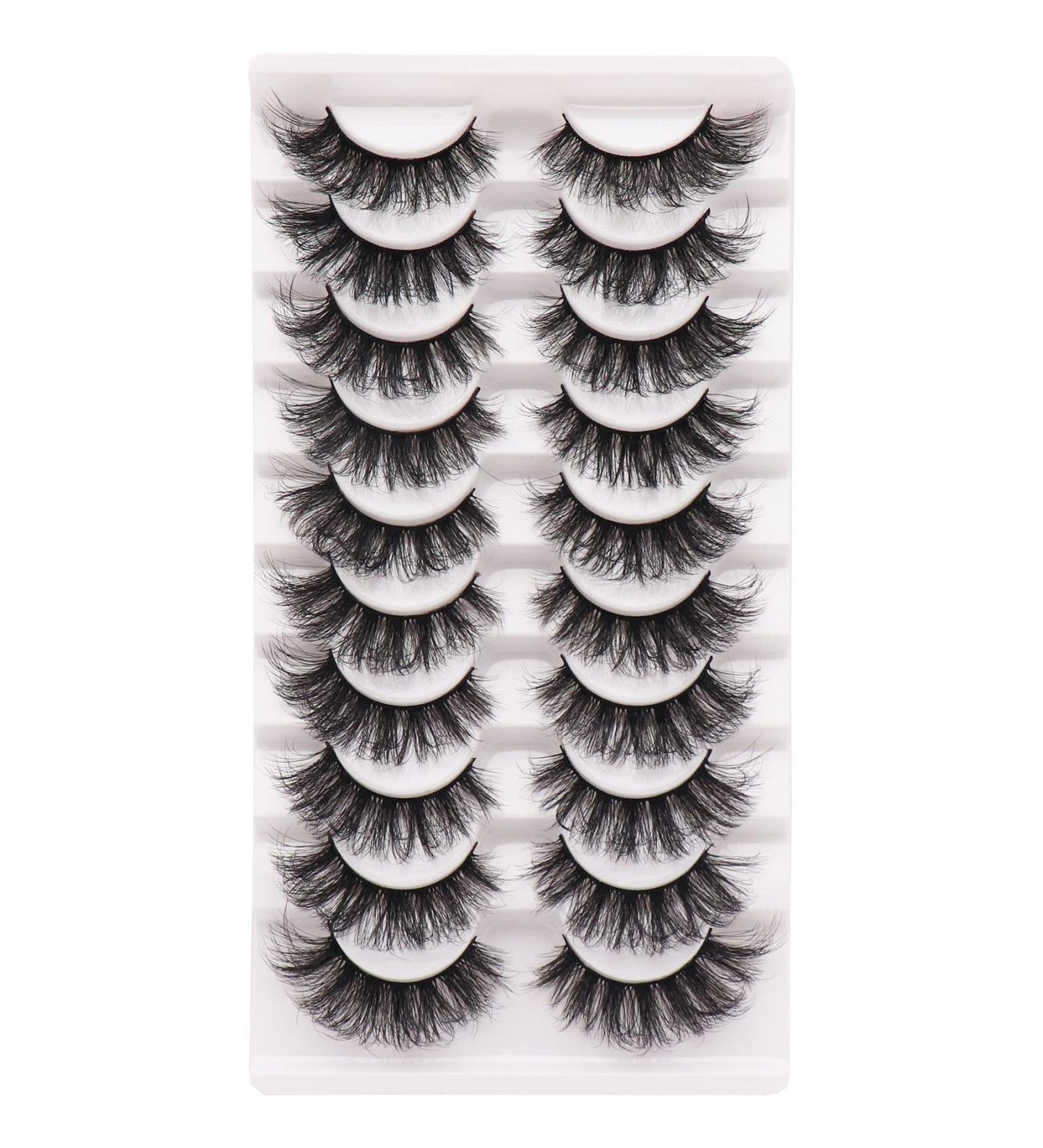 Veleasha Fluffy Wispy Faux Mink Eyelashes - Criss-Cross 10 Pairs Pack - Best False Lashes for Women - Buy Online on GoSupps.com