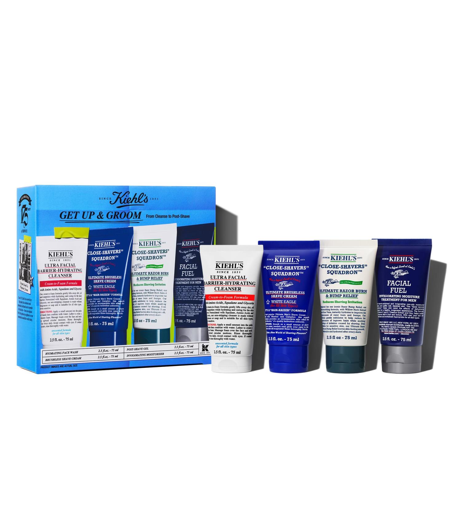 Kiehl's Men's Skincare Routine and Shaving Kit Gift Set $92 Value Includes Face Wash Shaving Cream After Shave and Moisturizer Grooming Gift Set formulated for all Skin Types - Buy Online on GoSupps.com