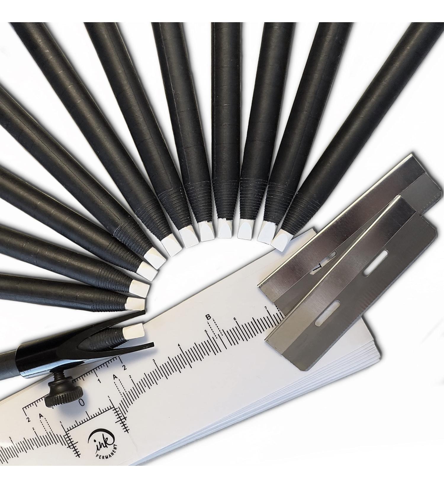 12 Pack Brow Mapping Pencil Set for Microblading - Permanent Makeup Kit with Sharpener and Ruler - Buy Online on GoSupps.com