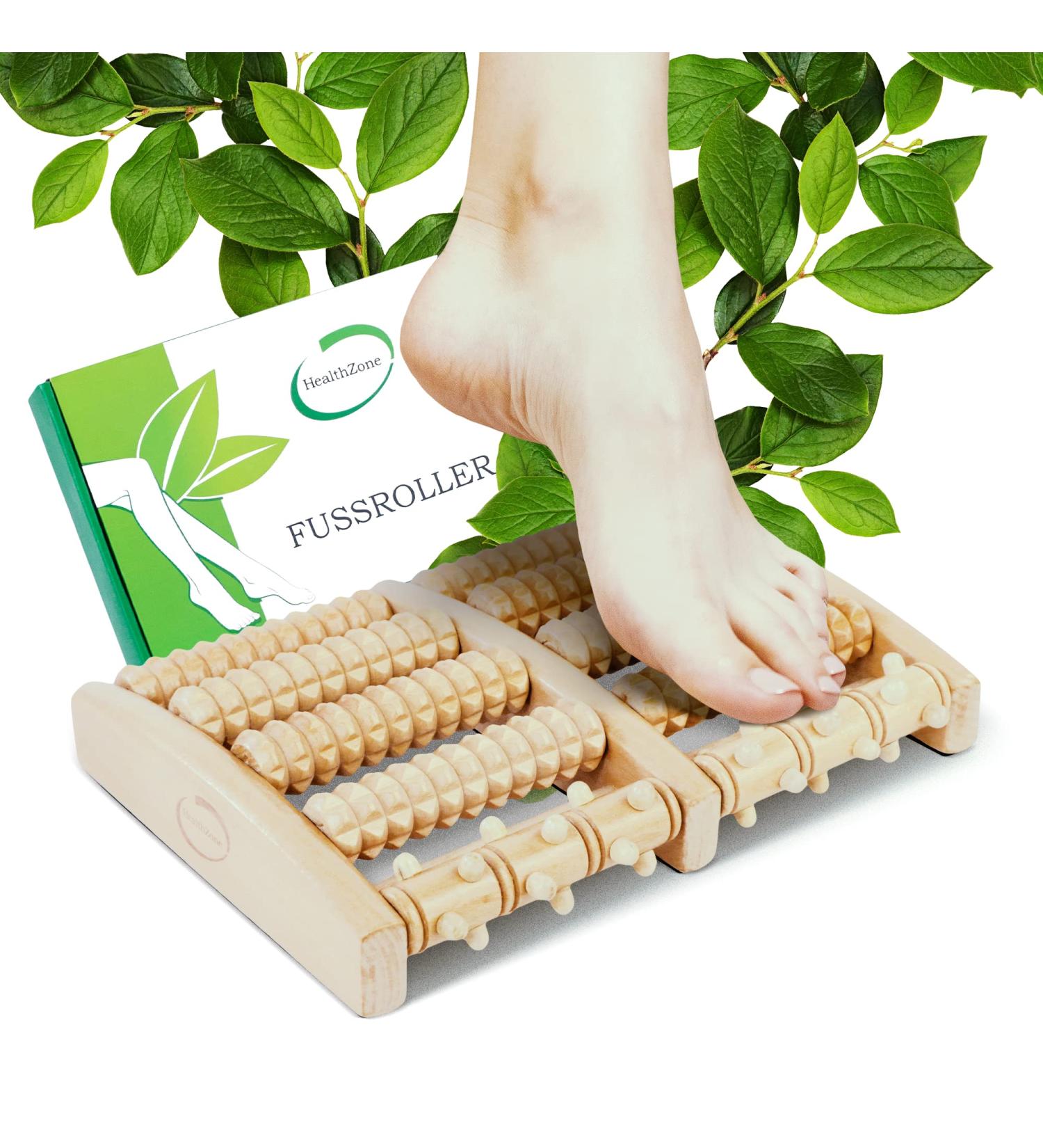 Health Zone Birch Wood Foot Massage Roller | Reflex Zone Therapy Device with Bag & Instructions - Buy Online on GoSupps.com