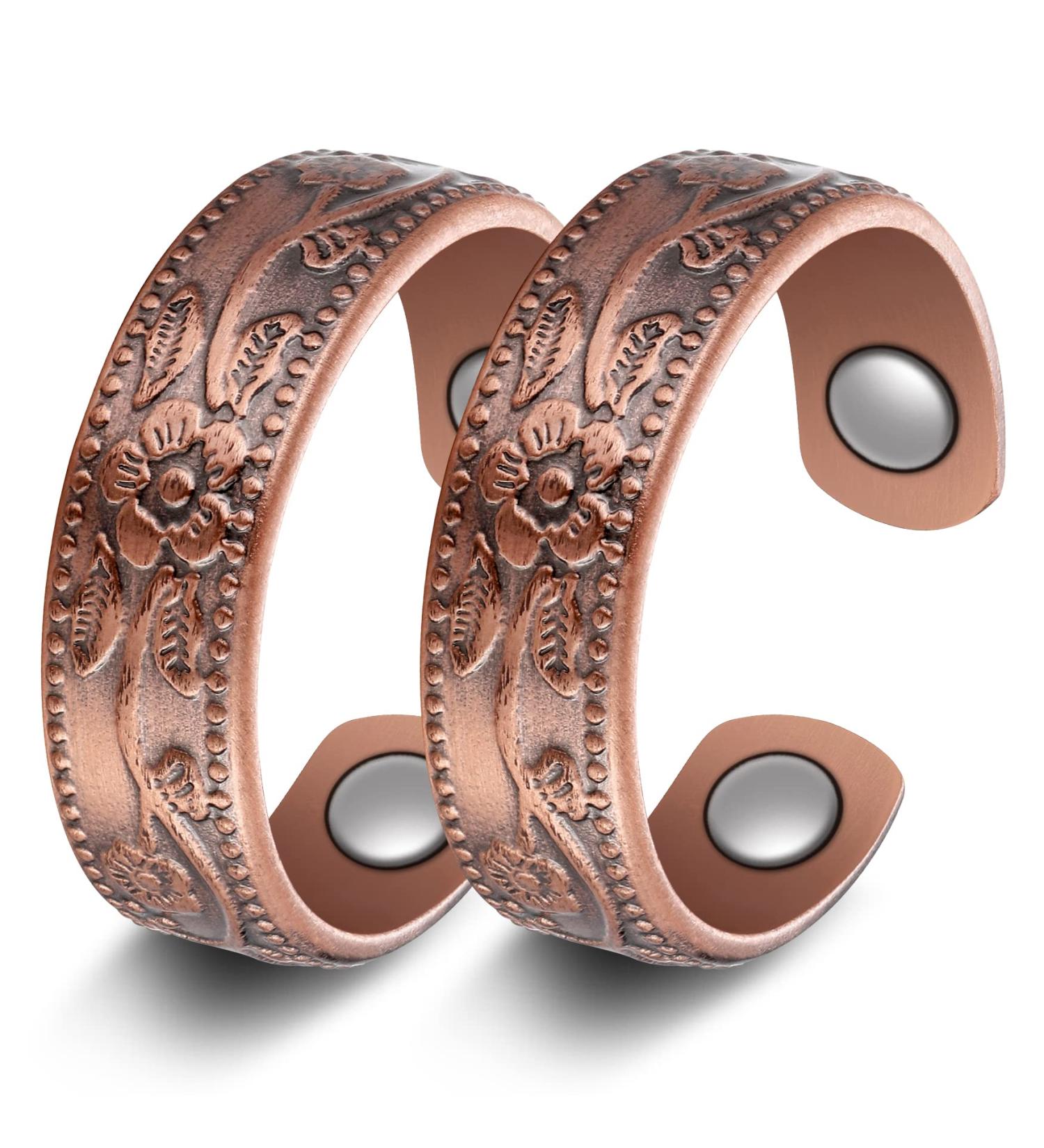 Jecanori Lymphatic Drainage Magnetic Ring for Arthritis Pain Relief - Vintage Flower Design - Buy Online on GoSupps.com