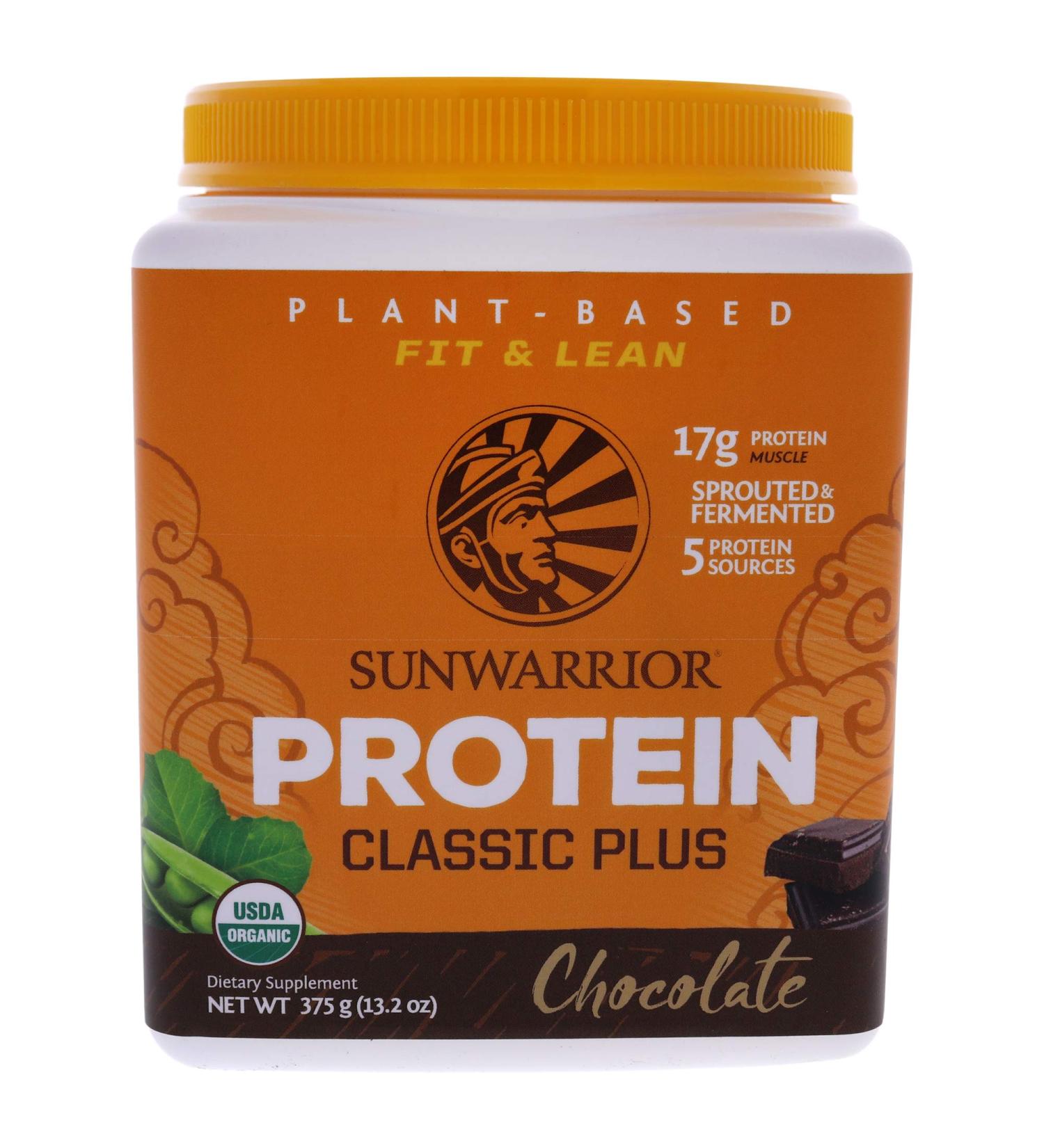 Sunwarrior Classic Plus Protein - Organic Plant-Based Chocolate 13.2 oz | Healthy Vegan Protein - Buy Online on GoSupps.com
