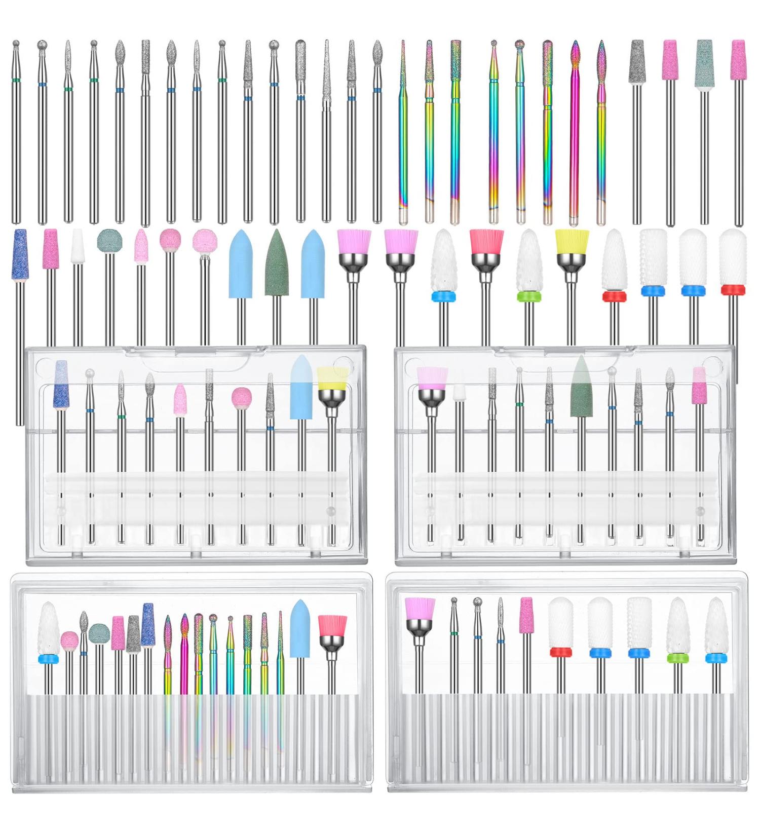 47 Pcs Nail Drill Bits Set - Electric Diamond & Ceramic Acrylic Gel Kit for Home Salon - Carbide Cuticle Remover Bits - Manicure Pedicure Tools - Buy Online on GoSupps.com