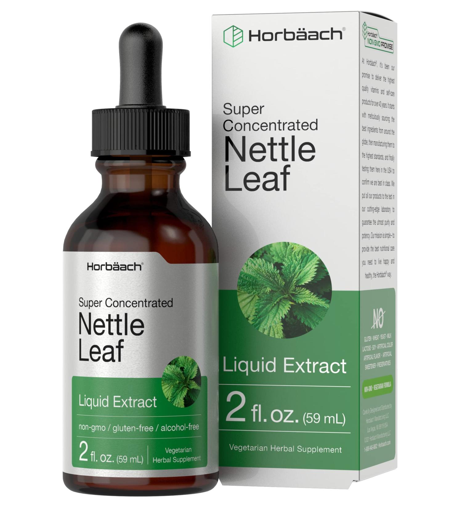 Stinging Nettle Leaf Extract - 2 oz Alcohol-Free Liquid Tincture | Vegetarian, Non-GMO, Gluten-Free | Horbaach - Buy Online on GoSupps.com