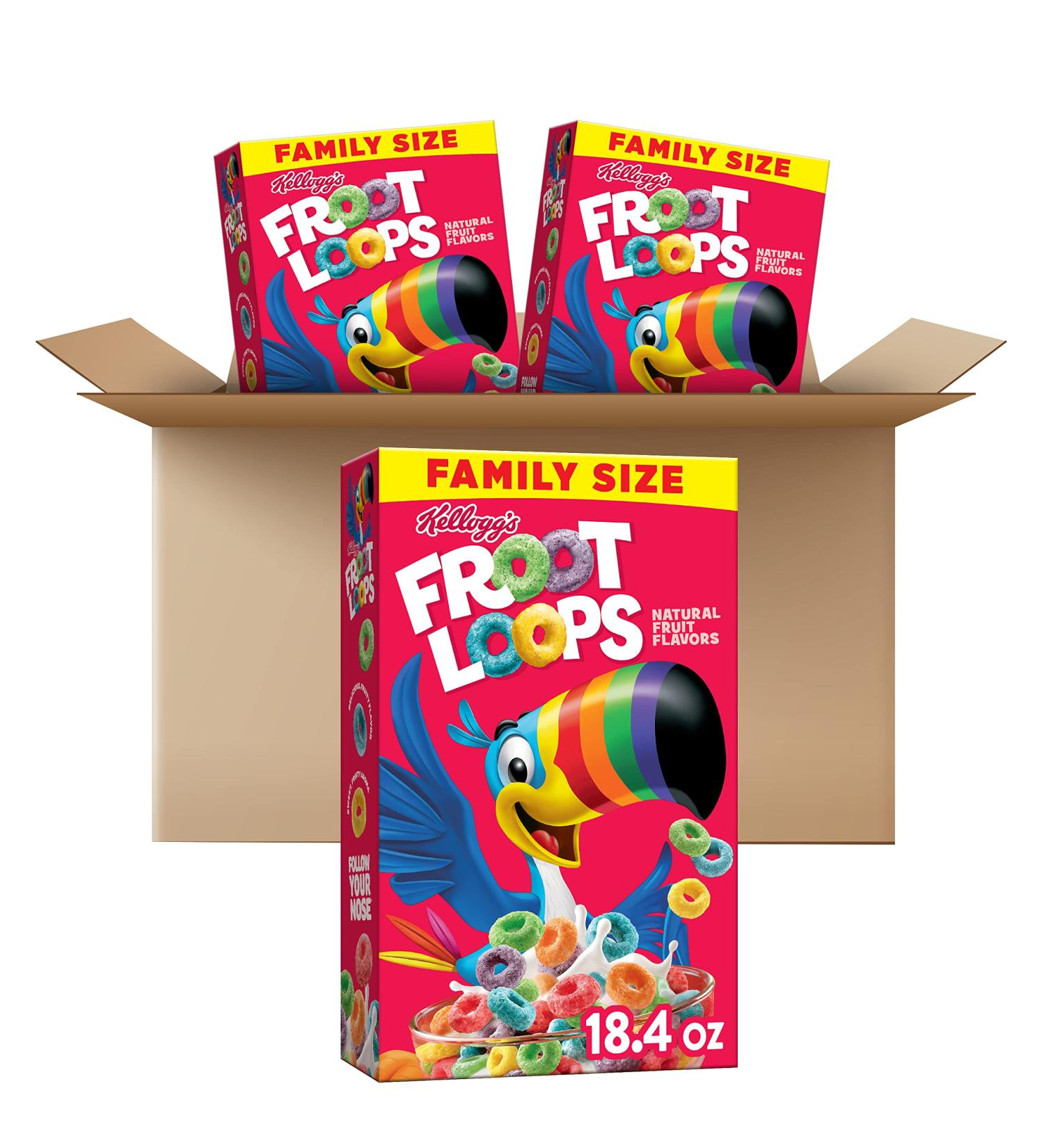Kellogg's Froot Loops 4.79lb Case - Fruit Flavored Cereal with Vitamin C (3 Boxes) - Buy Online on GoSupps.com