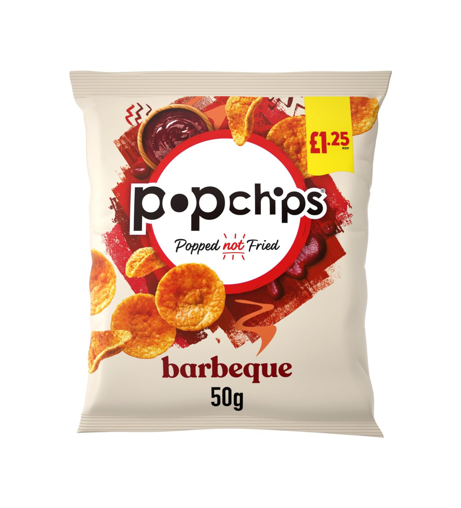 Popchips BARBEQUE Popped Crisps 50g PMP (16 Bags) || Vegan & Gluten Free