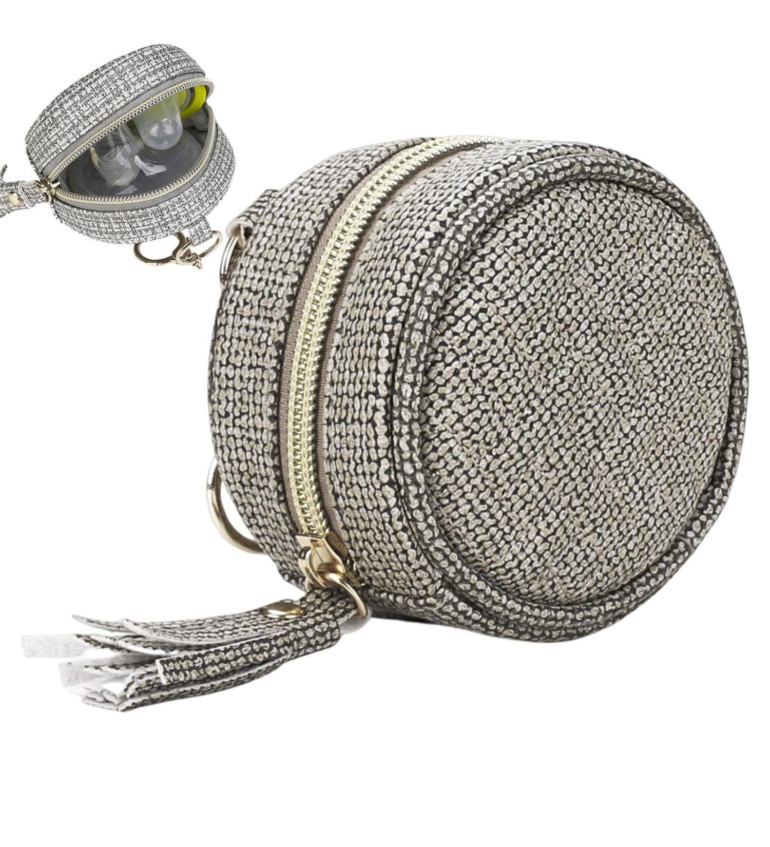 Hongjingda Baby Pacifier Holder with Clip - Zipper Paci Pouch for Girls | Diaper Bag Accessory & Travel Essential in Light Gray - Buy Online on GoSupps.com