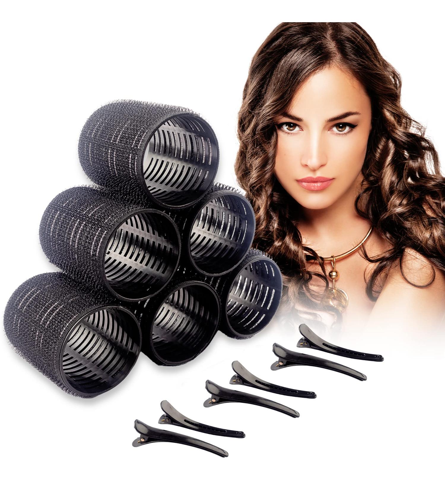 Mirzian 12Pcs Jumbo Hair Rollers - Heatless Self Grip Velcro Curlers with Duckbill Clips for Long & Short Hair (50mm) - Buy Online on GoSupps.com