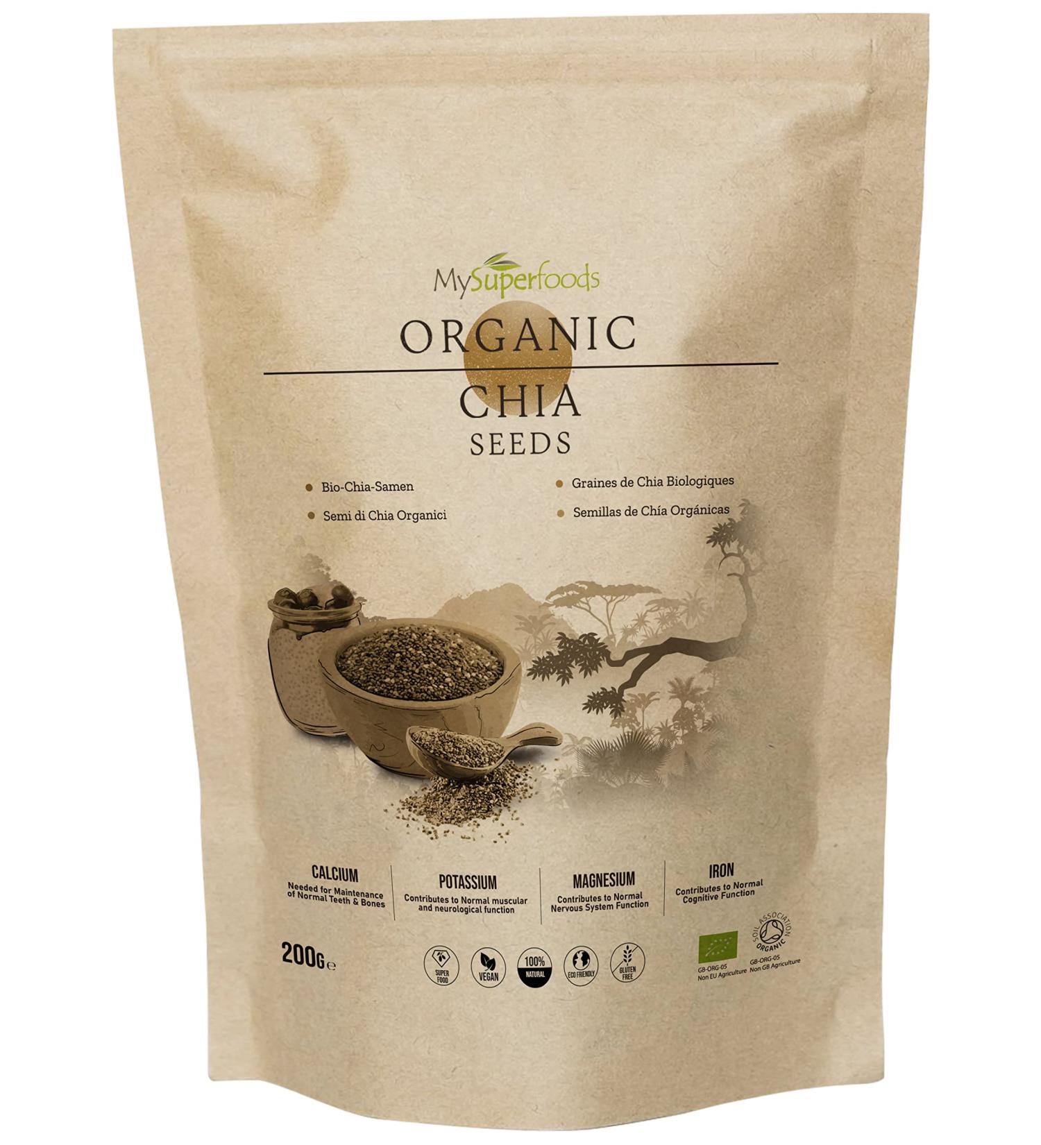 MySuperfoods Organic Chia Seeds 200g - Natural Omega-3 & Protein Source - Buy Online on GoSupps.com