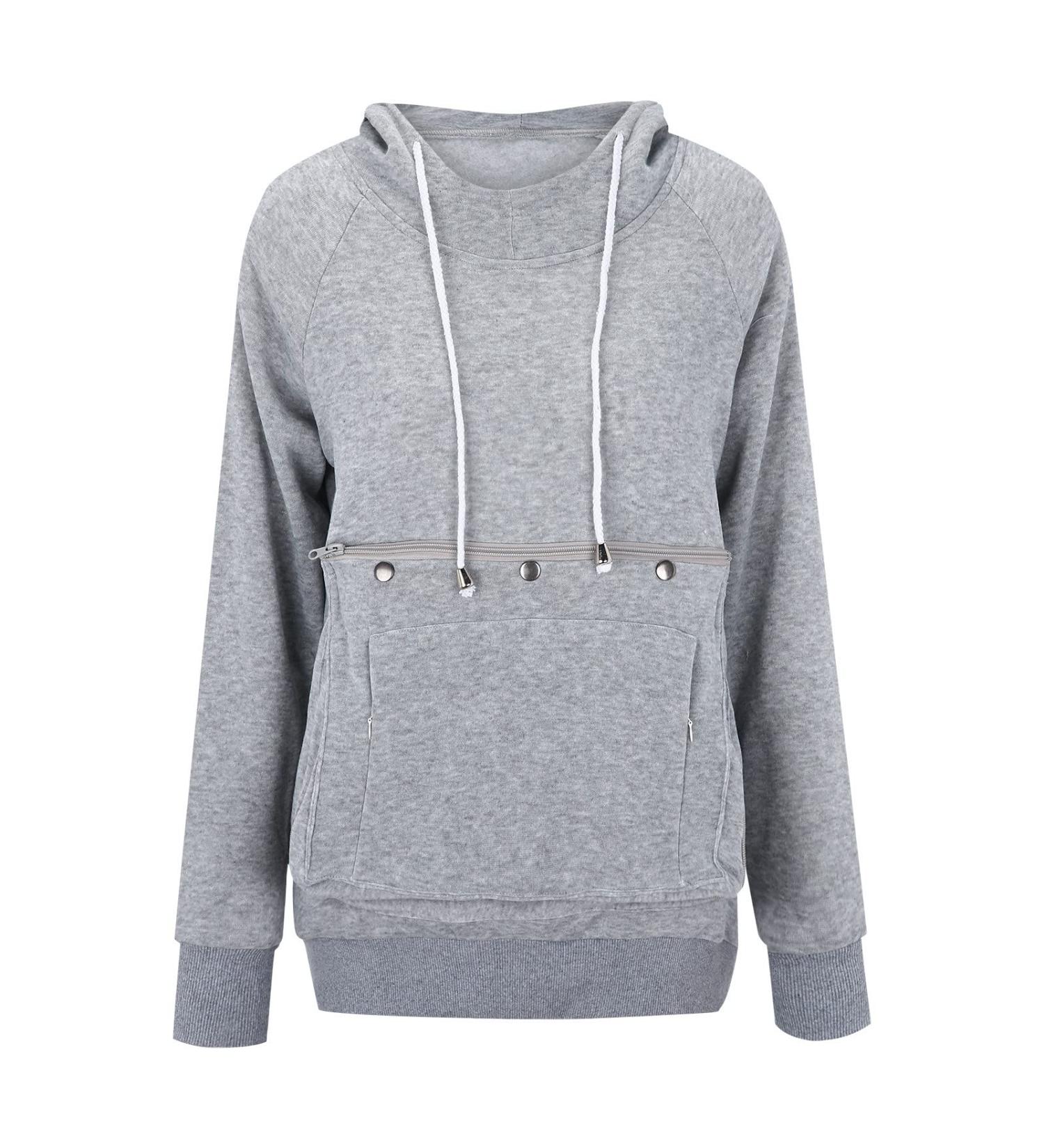 Women s Long Sleeve Cat & Dog Hoodie Sweater with Zippered Bag - Warm Comfy & Stylish Sweatshirt | X-07 XL - Buy Online on GoSupps.com