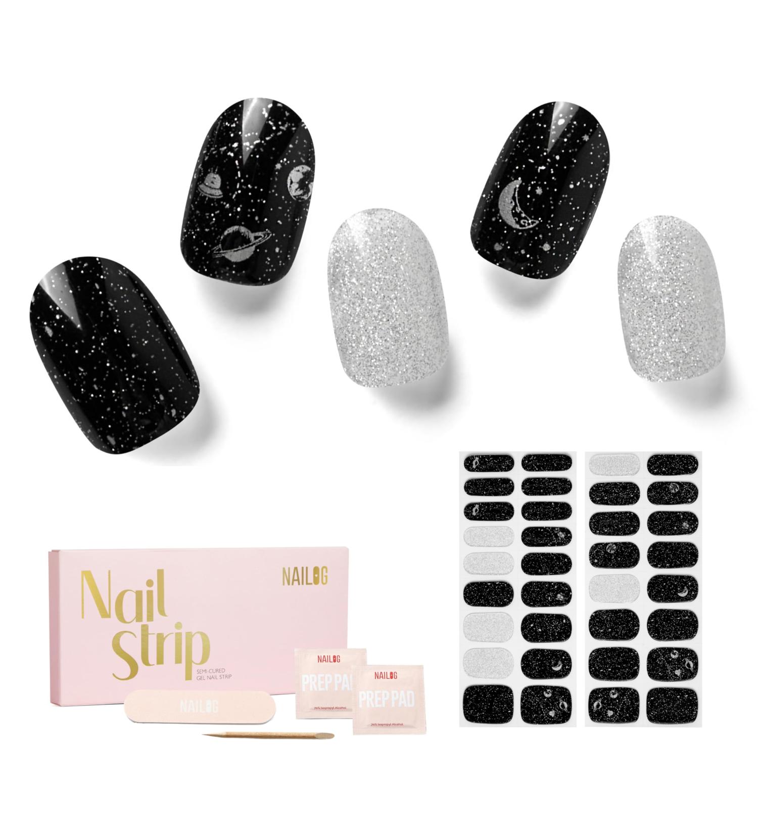NAILOG Semi Cured Gel Nail Strips 34 pcs Salon-Quality Gel Nail Stickers Long Lasting Nail Wraps for Women with Soft Gel Finish Star Walk - Buy Online on GoSupps.com