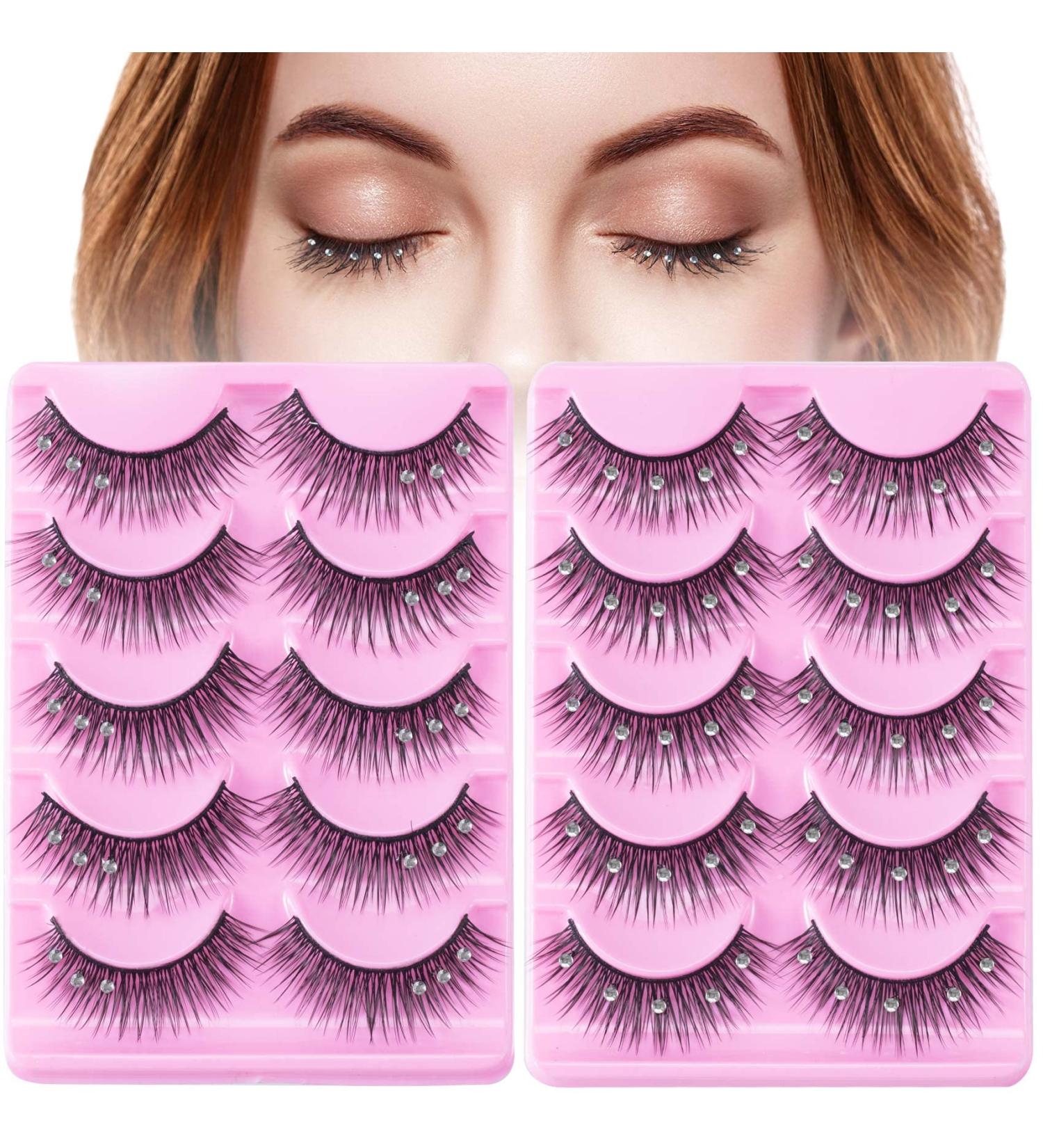 ANCIRS 20pcs Diamond False Eyelashes - Natural Rhinestone Decorative Faux Mink Lashes for Makeup, Valentines, Halloween, New Year, Cosplay Party & Stage Decor - 2 Boxes Included - Buy Online on GoSupps.com