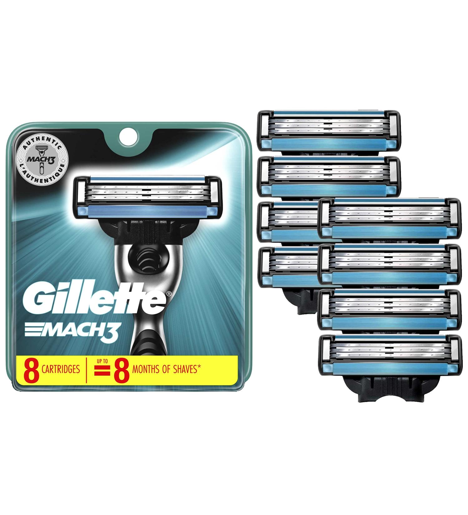 Gillette Mach3 Men's Razor Blade Refills - 8 Count - Buy Online on GoSupps.com