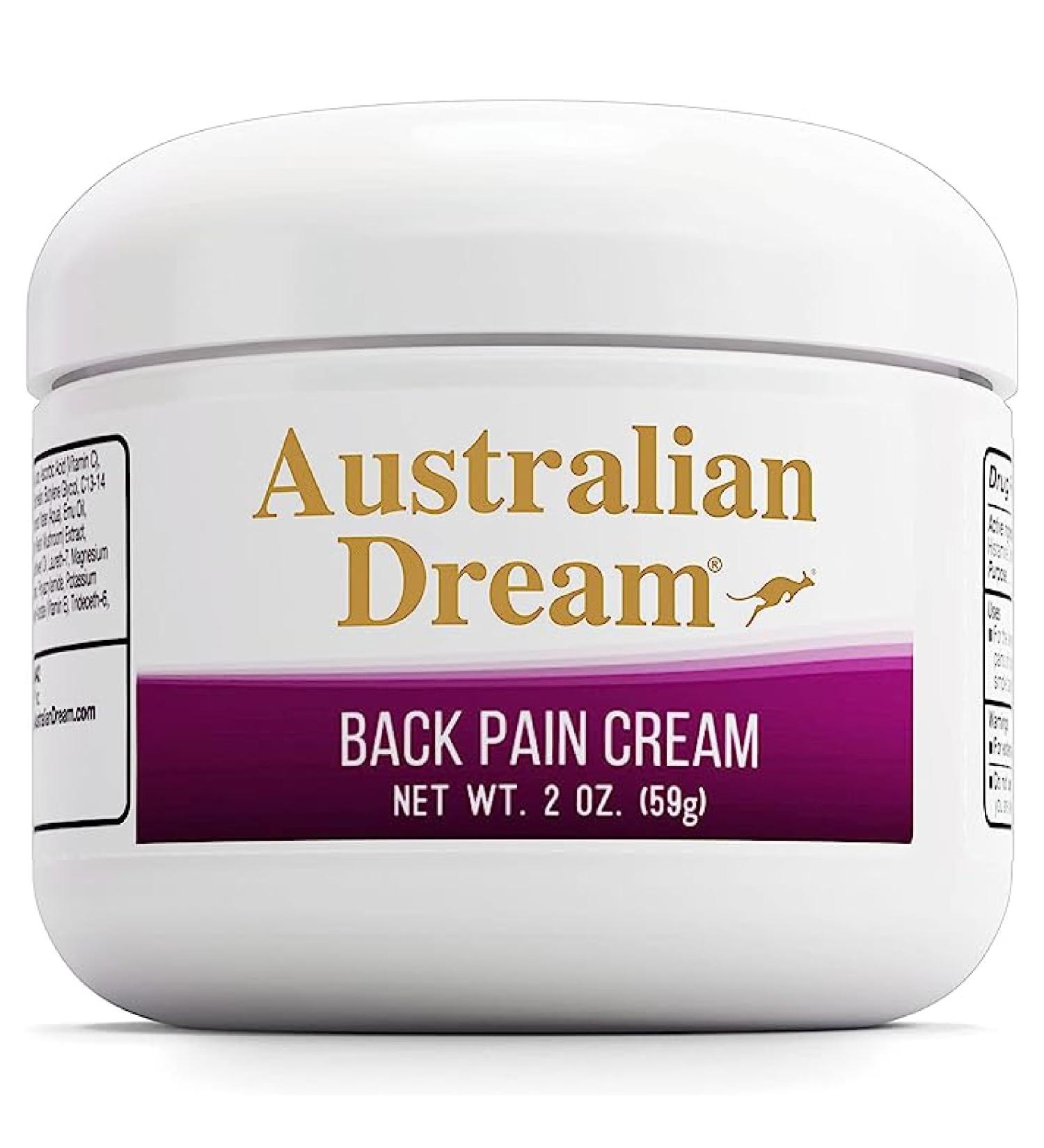 Australian Dream Back Pain Cream - Soothing Non-Greasy Muscle Pain Relief Cream - Good for Neck Back Body or Muscle Aches - 2 oz Jar 2 Ounce (Pack of 1) - Buy Online on GoSupps.com