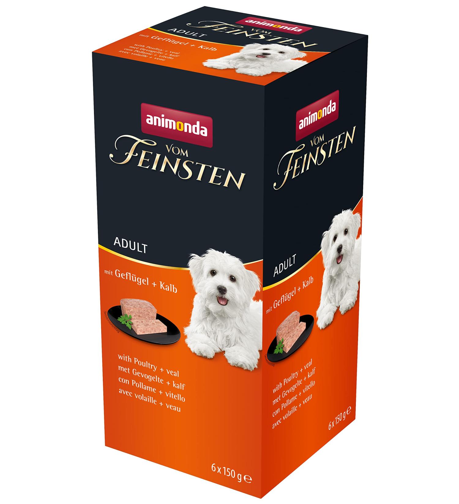 Animonda of the finest adult dog food wet food for adult dogs with poultry + calf 6 x 150 g with poultry + calf 1 piece (6 Pack)